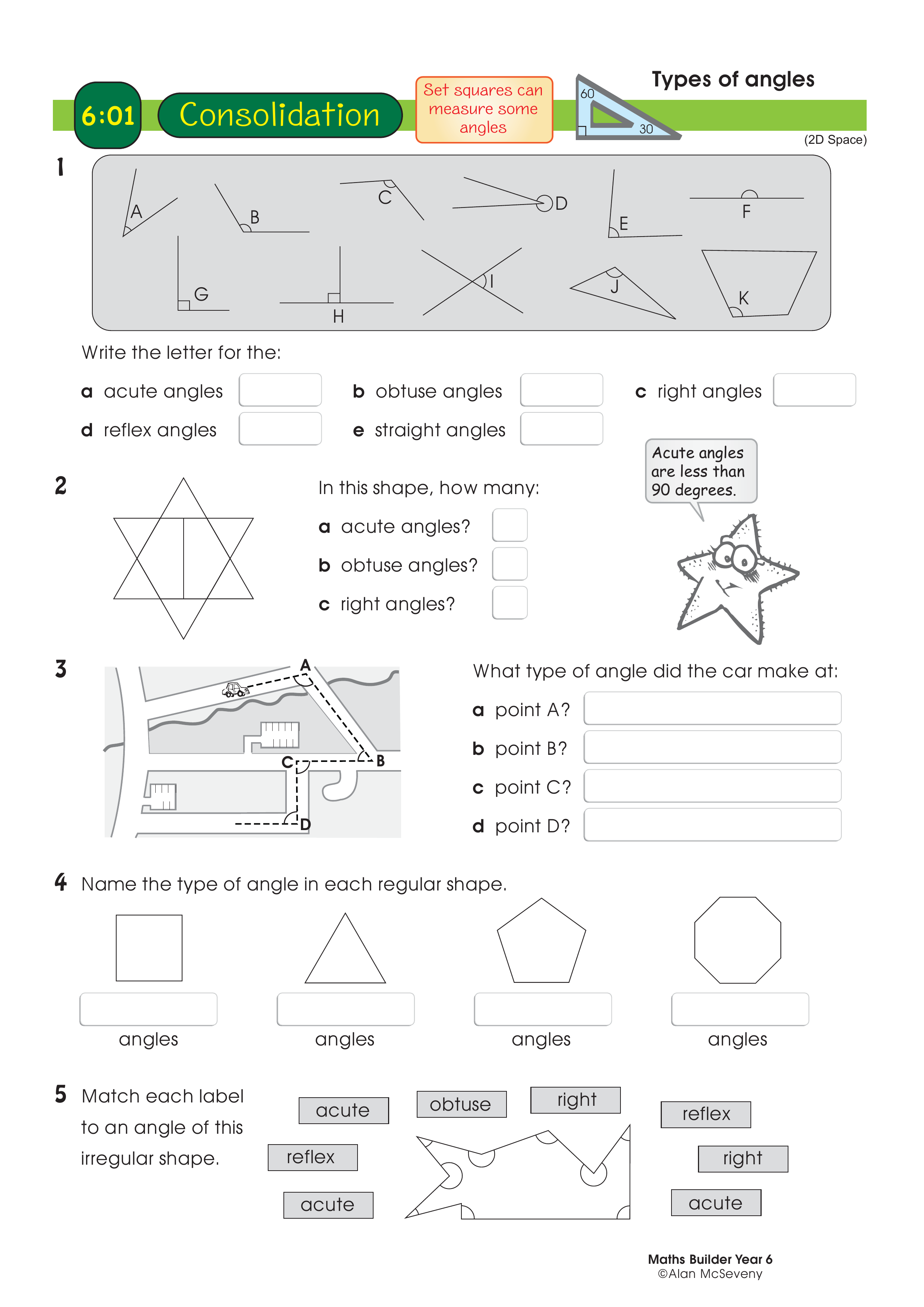 Types of angles — worksheet preview