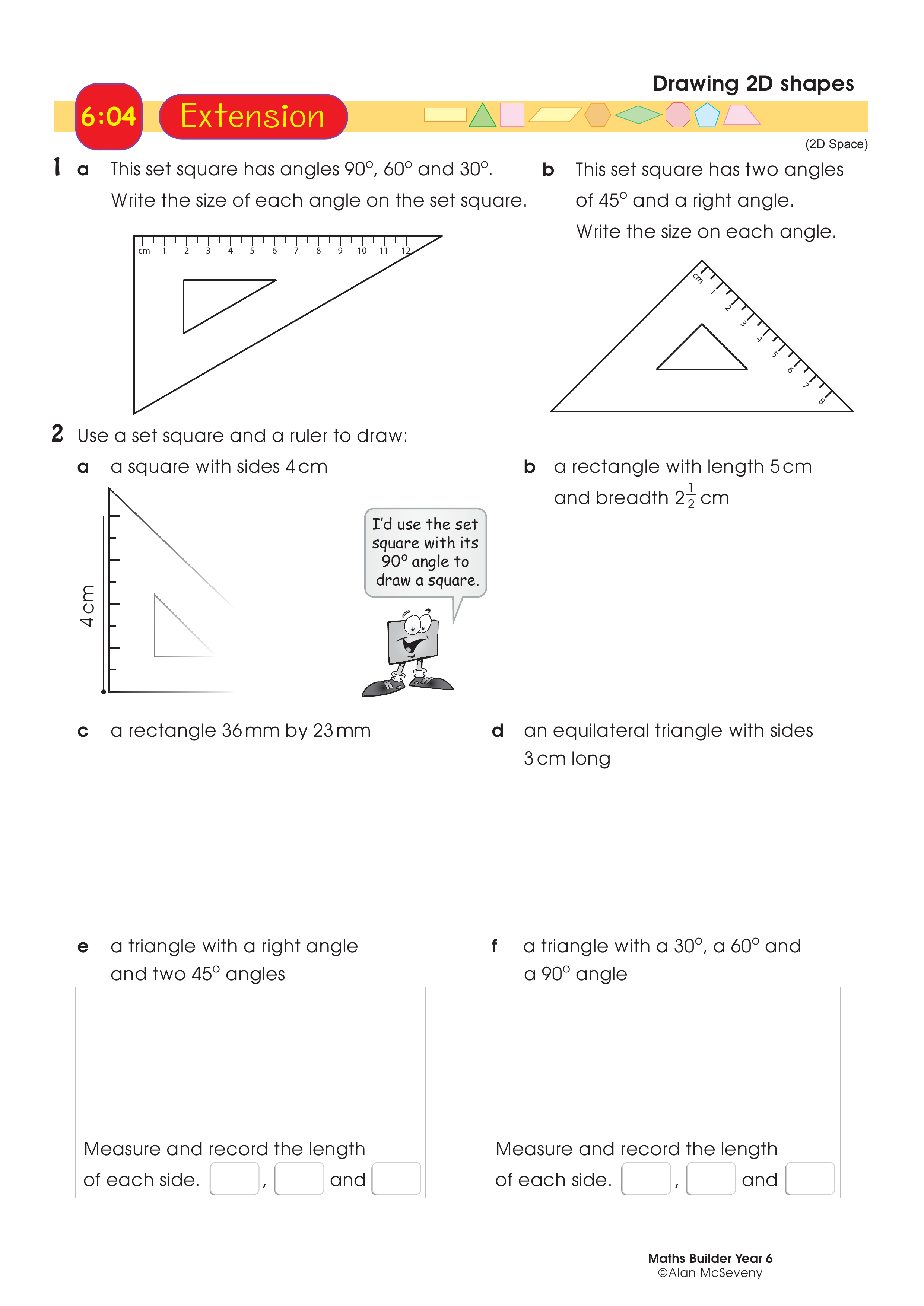 Drawing 2D shapes — worksheet preview