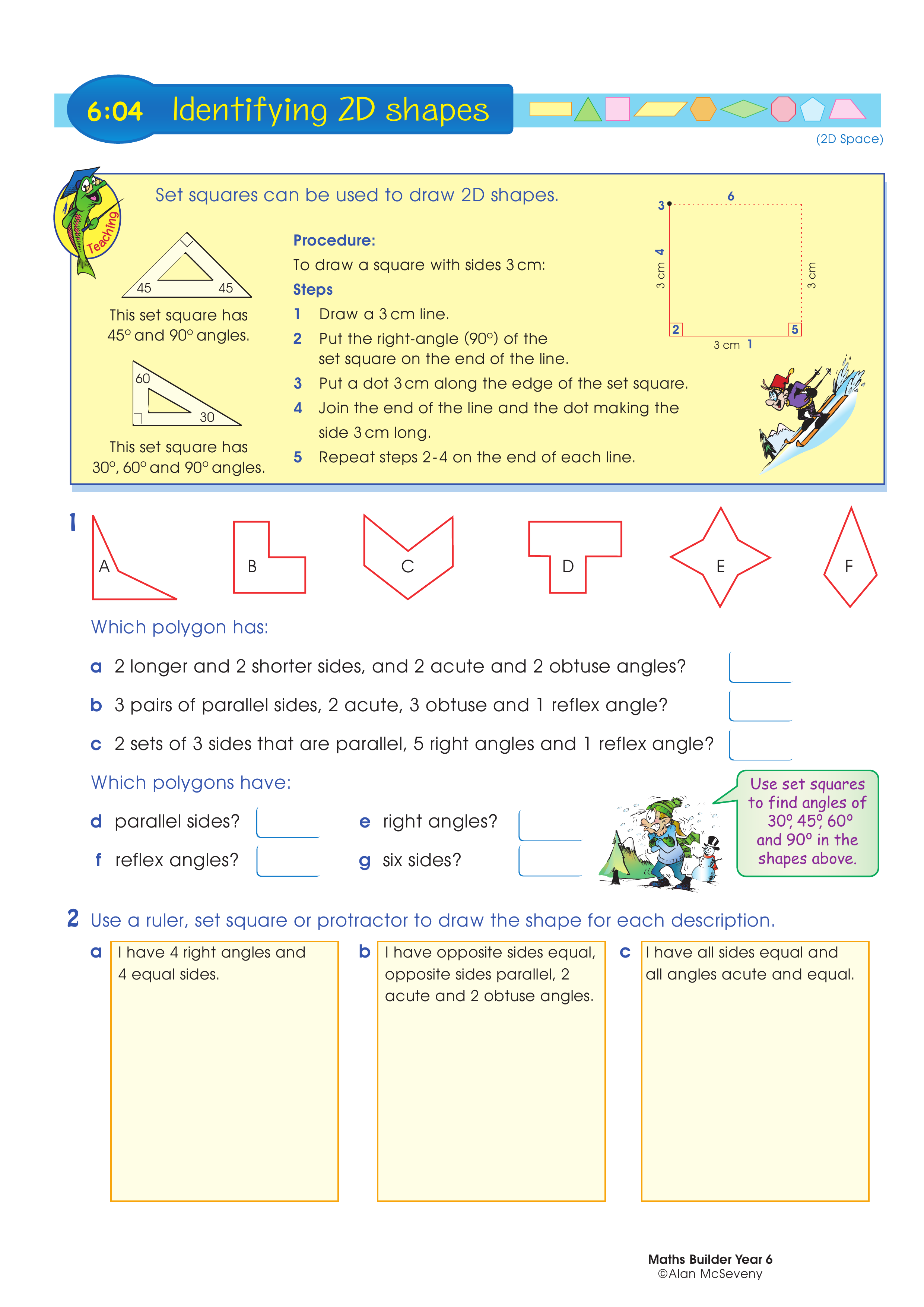 Identifying 2D shapes — worksheet preview