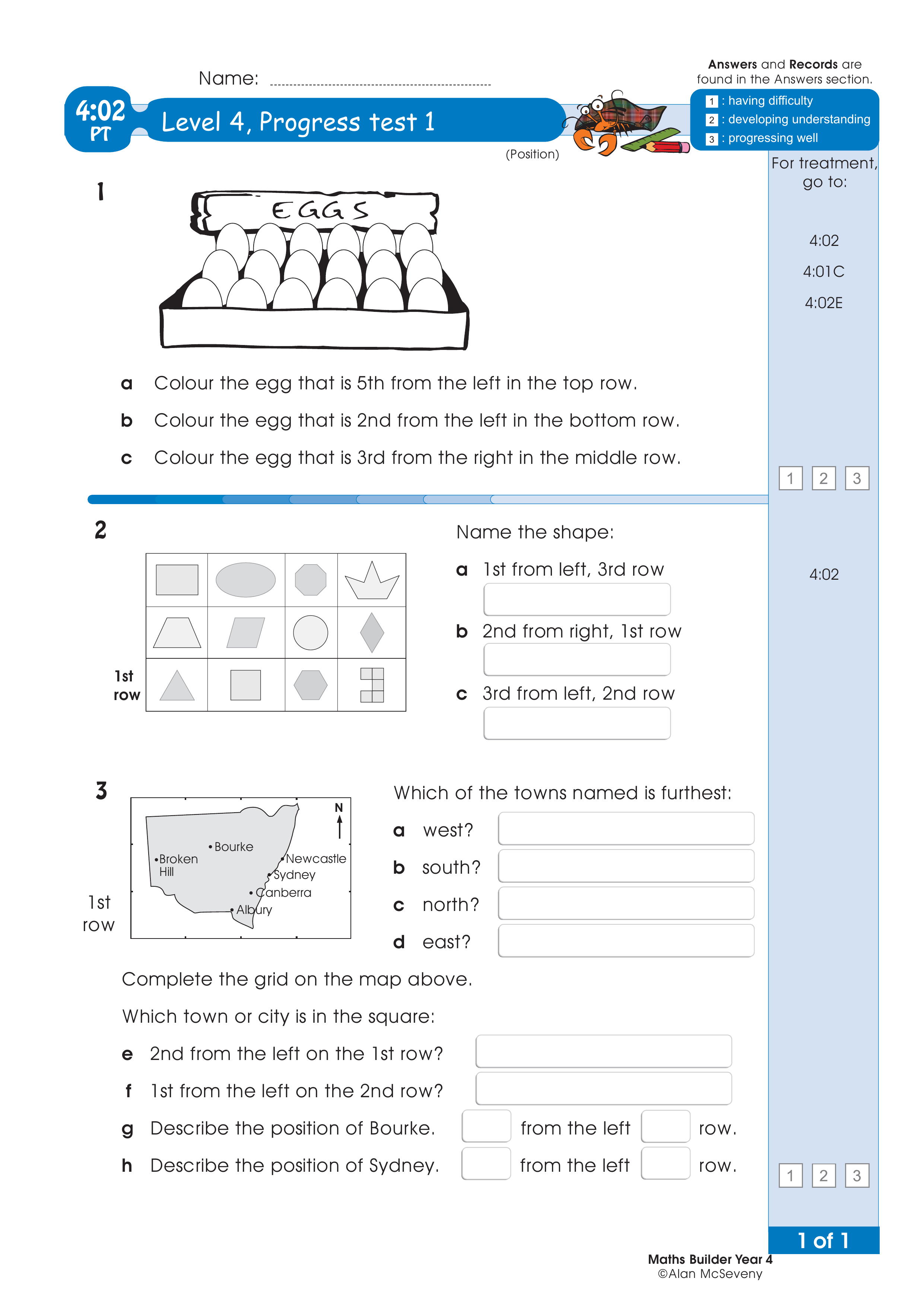 Progress test — worksheet preview