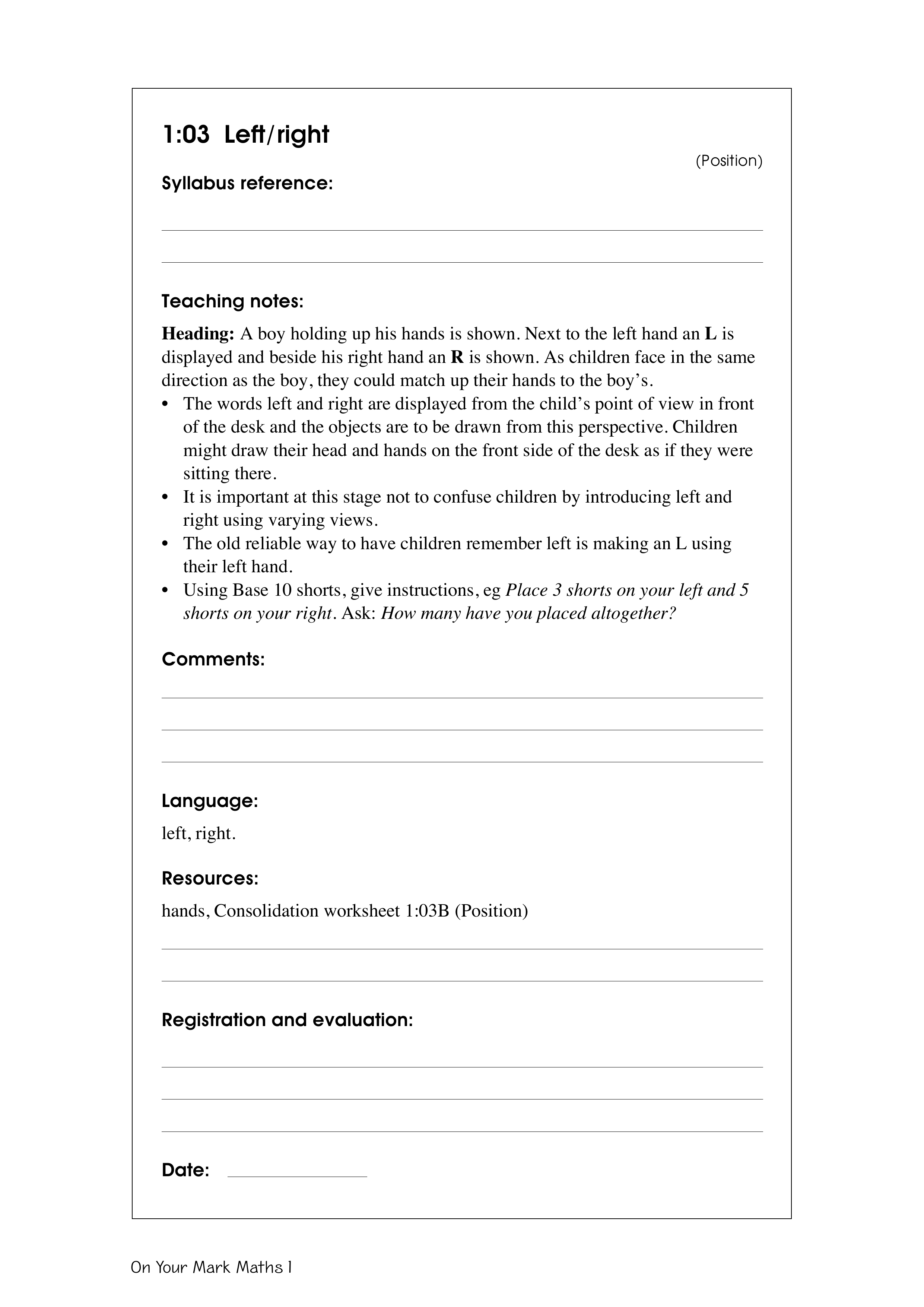 Left/right — worksheet preview
