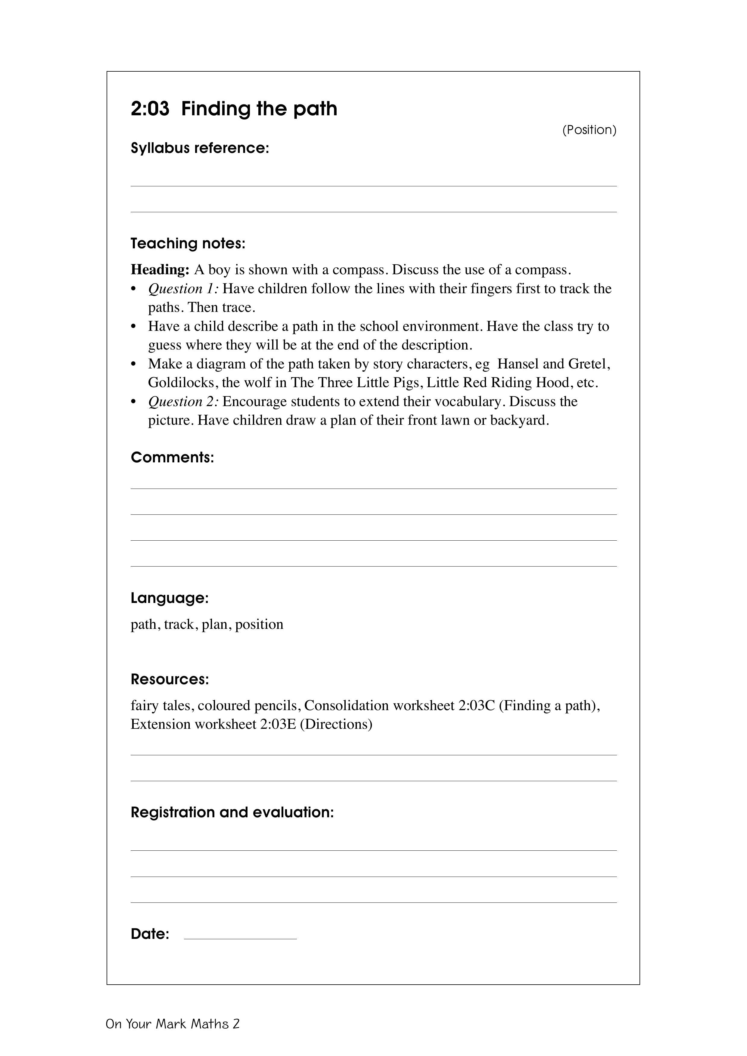 Finding the path — worksheet preview