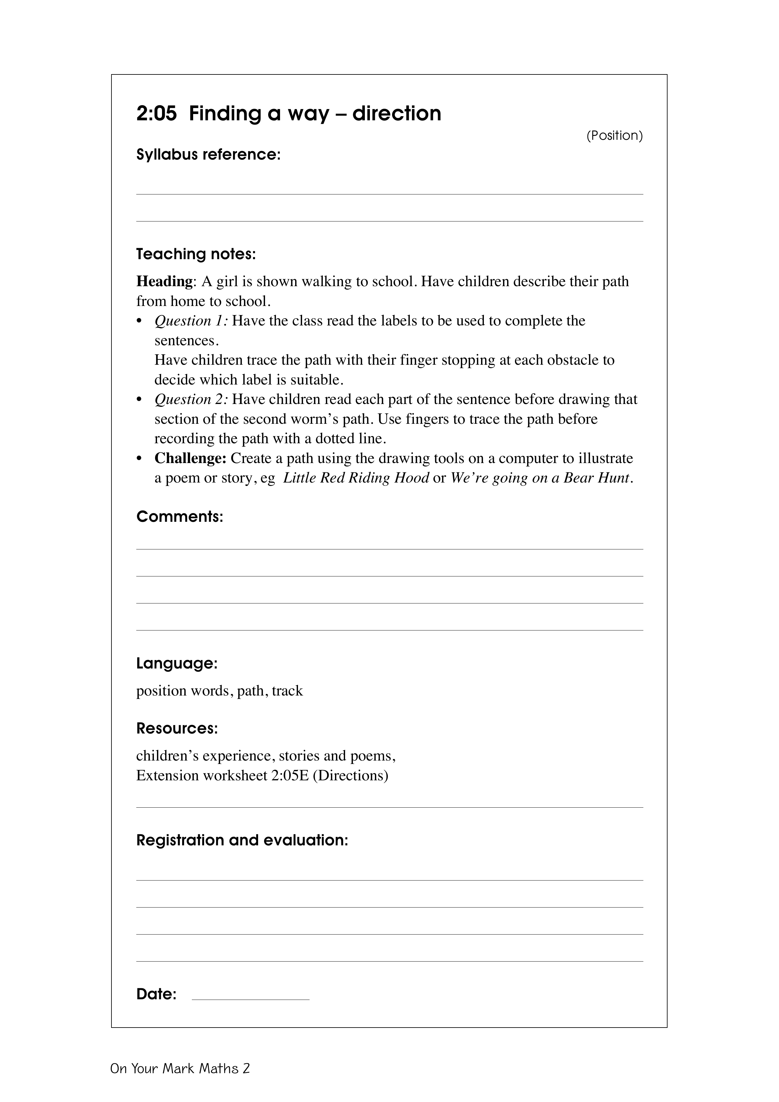 Finding a way - direction — worksheet preview