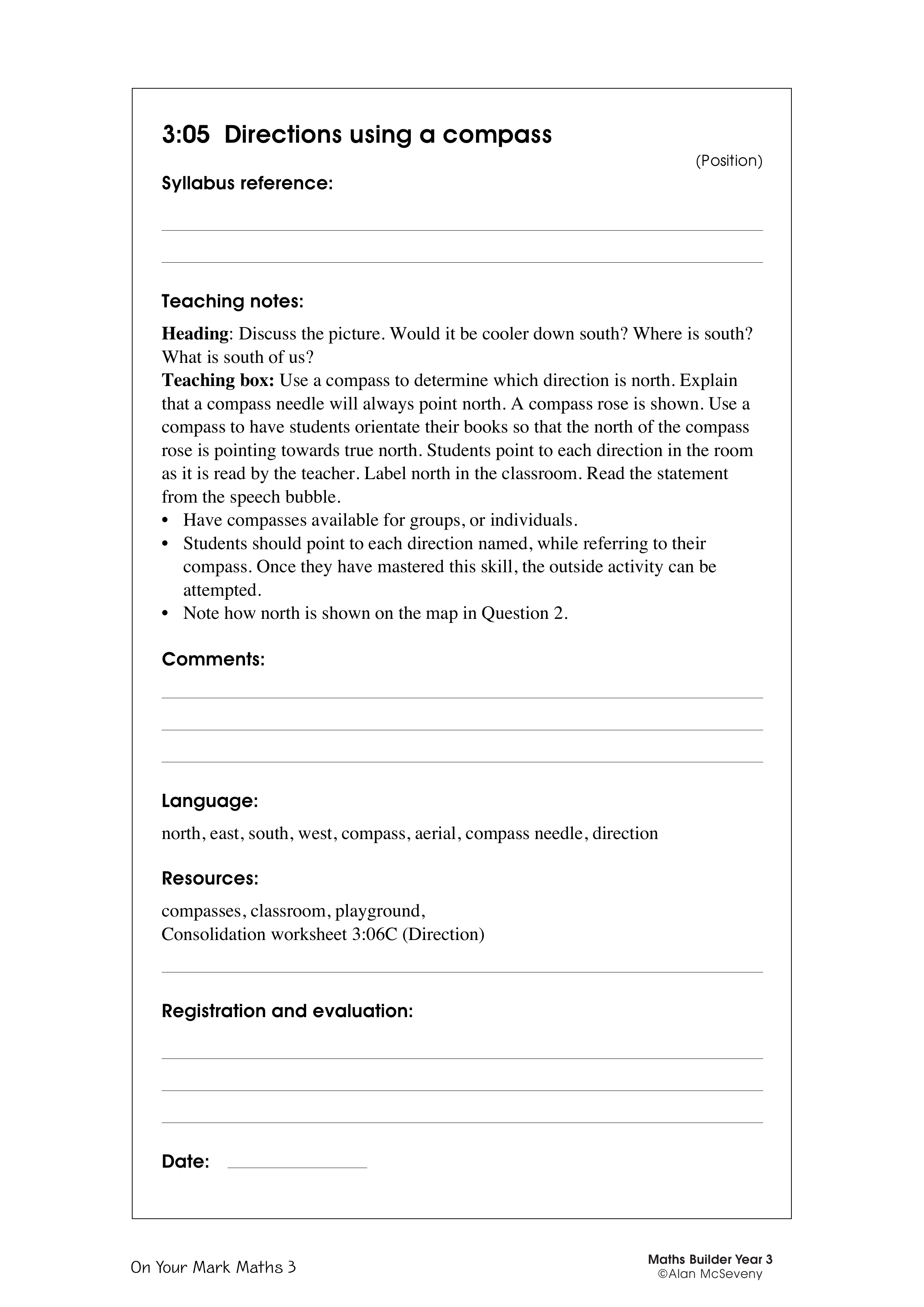 Directions using a compass — worksheet preview