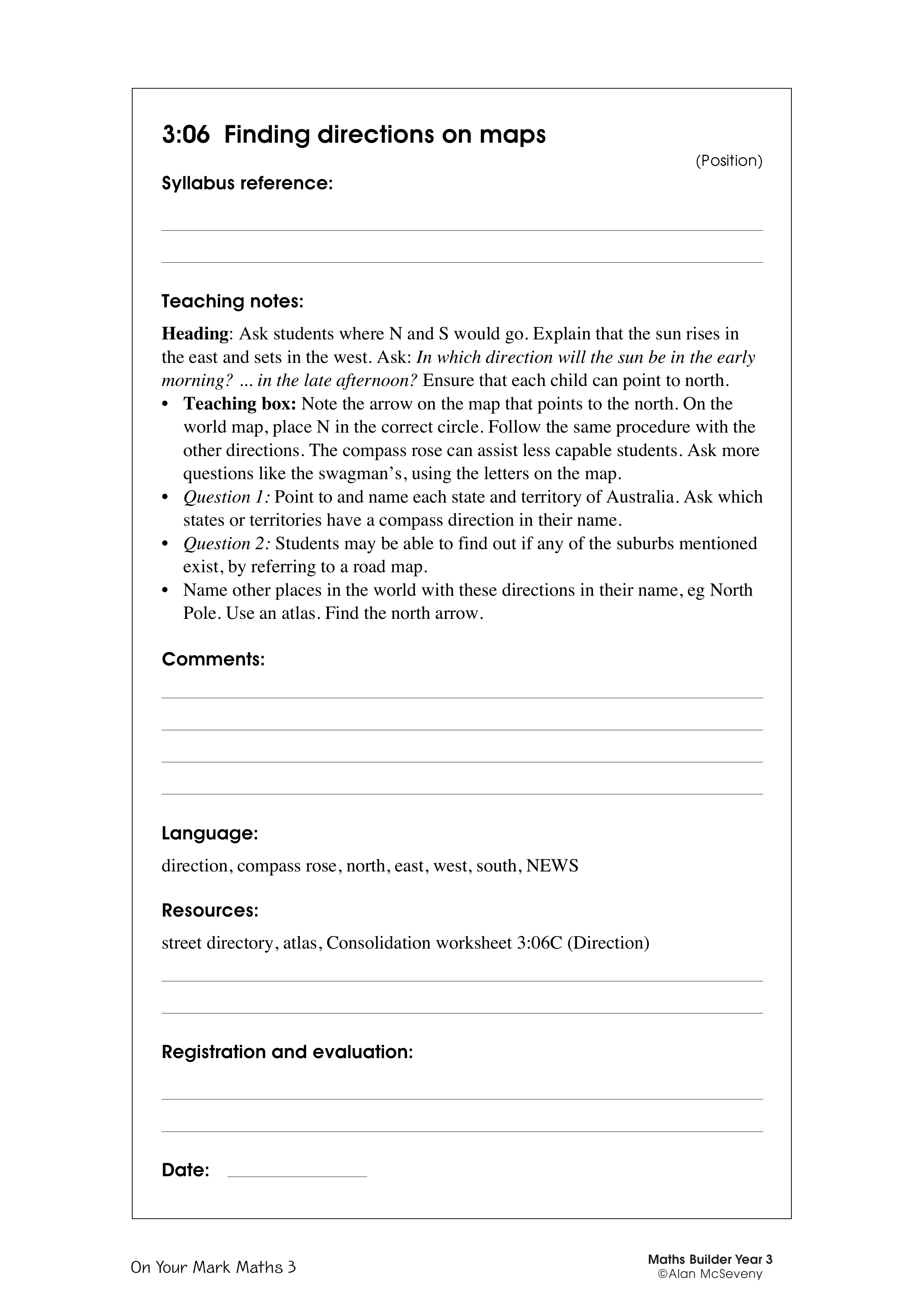 Finding directions on maps — worksheet preview