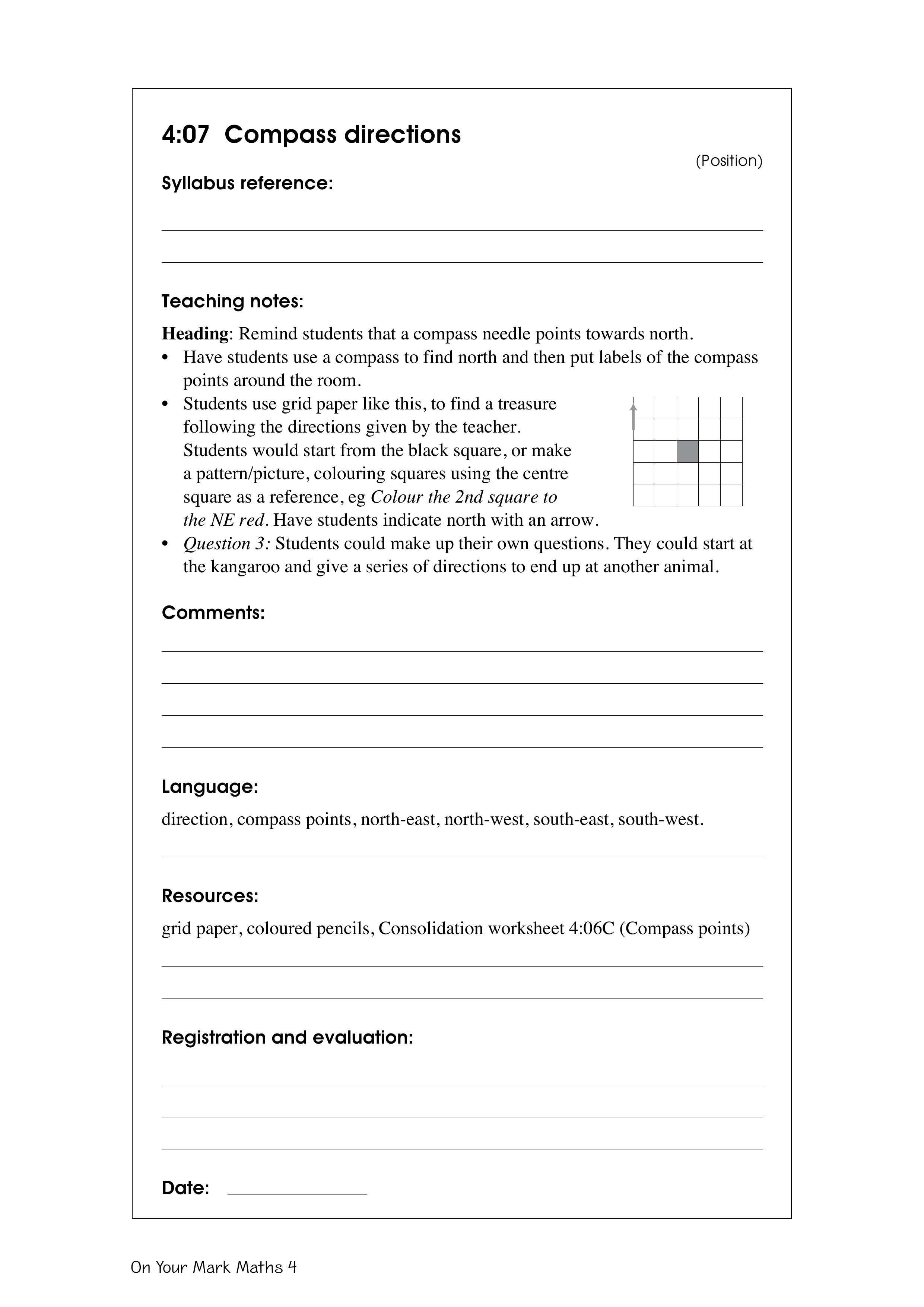Compass directions — worksheet preview