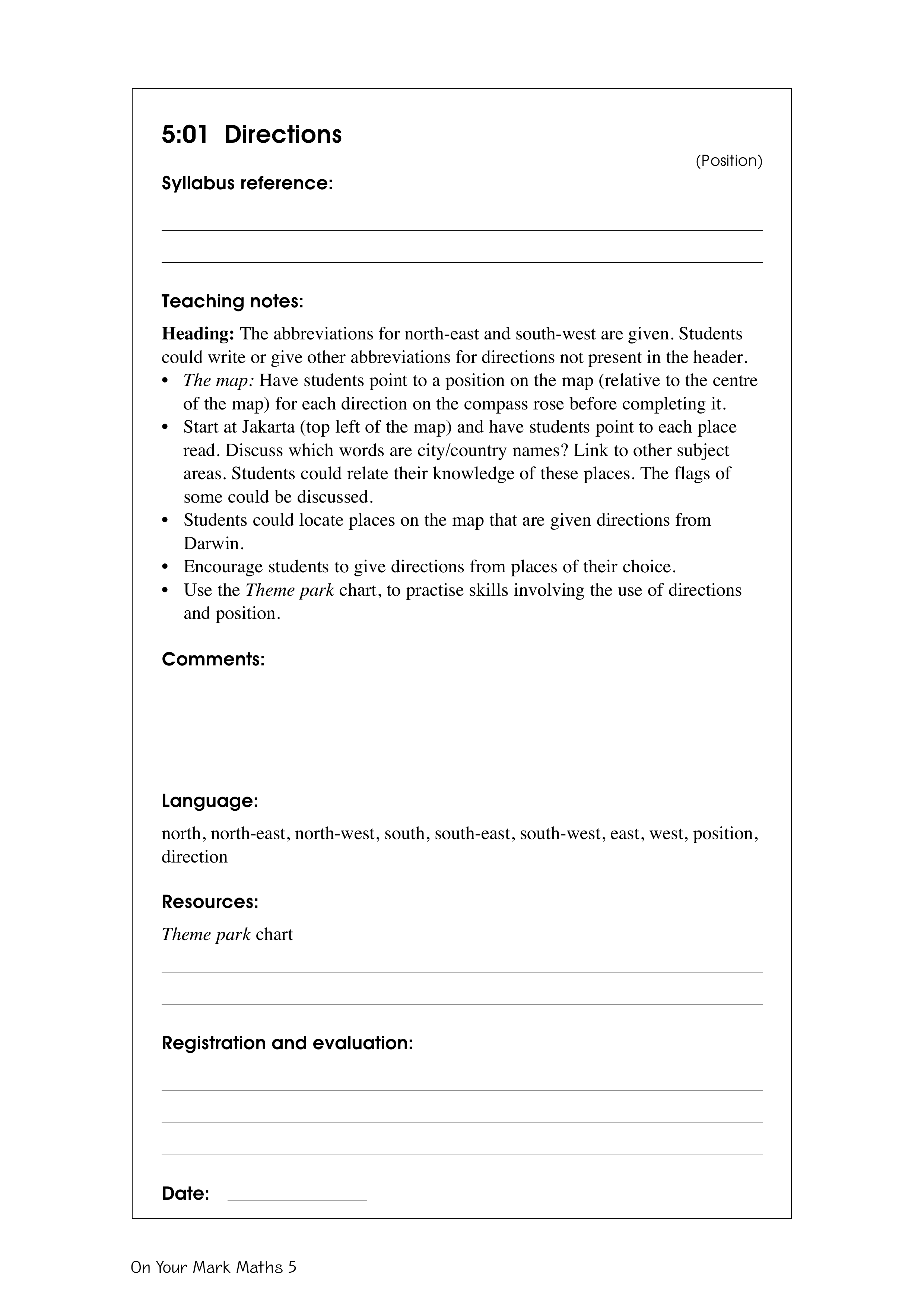 Directions — worksheet preview