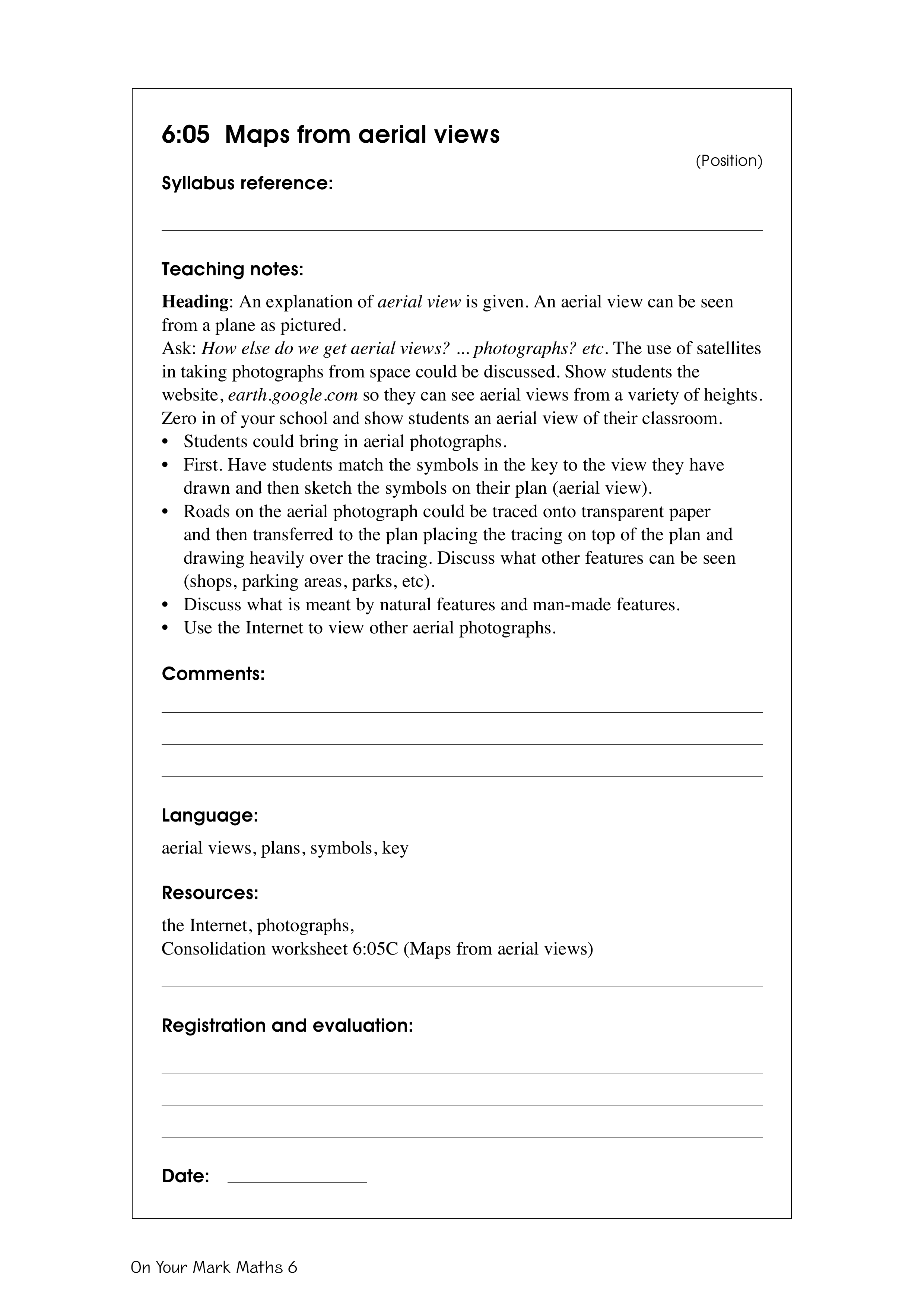 Maps from aerial views — worksheet preview