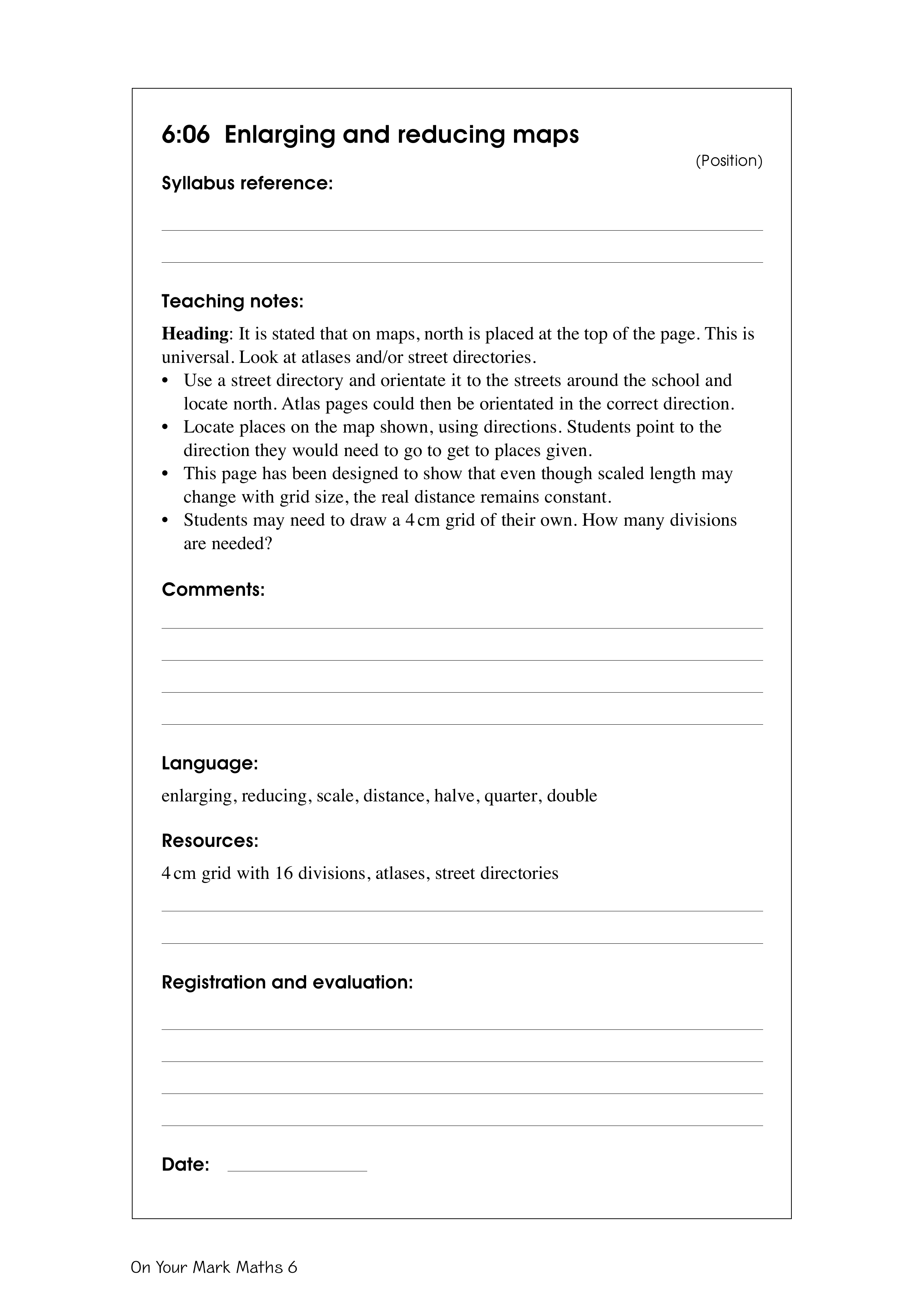 Enlarging and reducing maps — worksheet preview