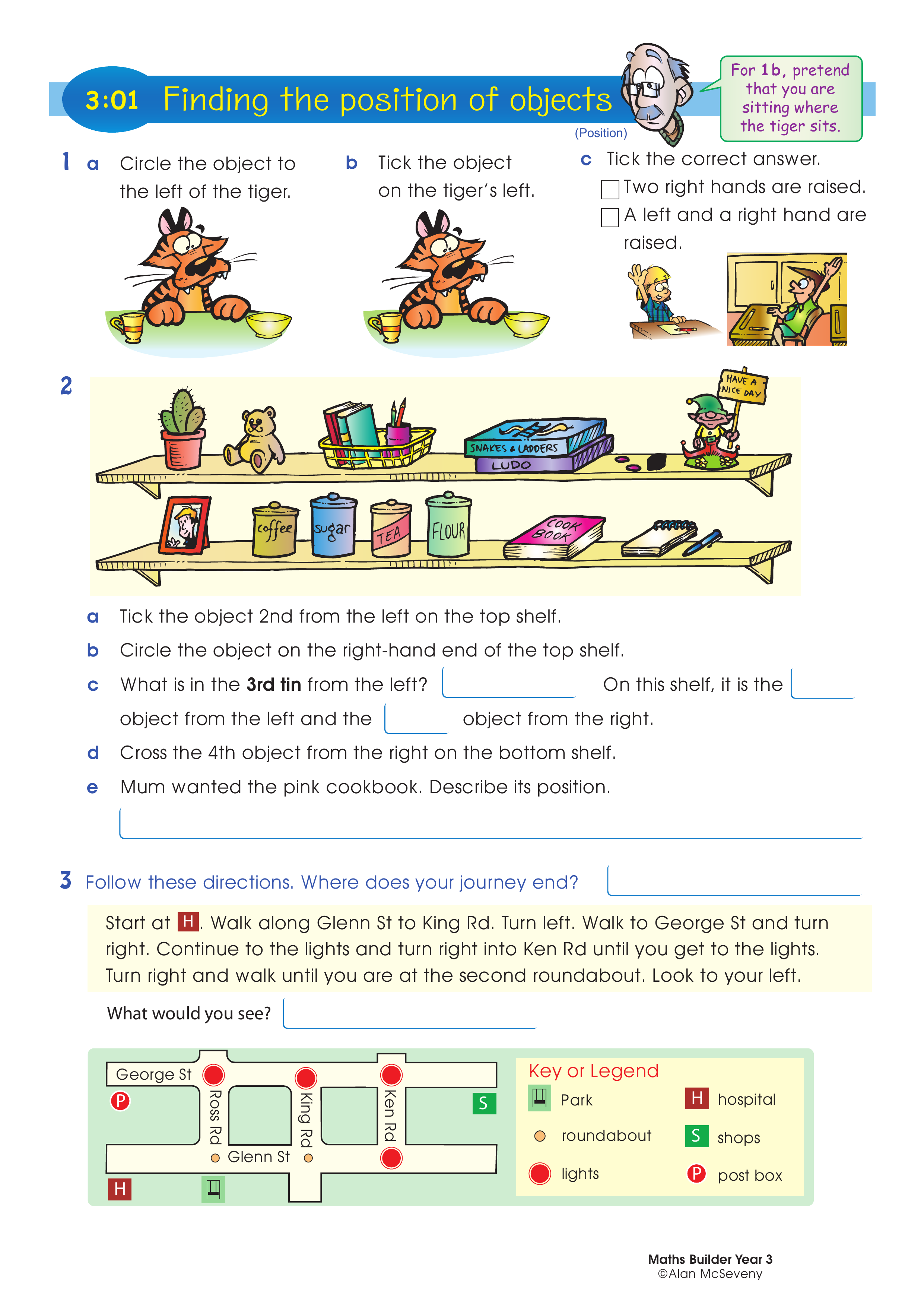 Finding the position of objects — worksheet preview