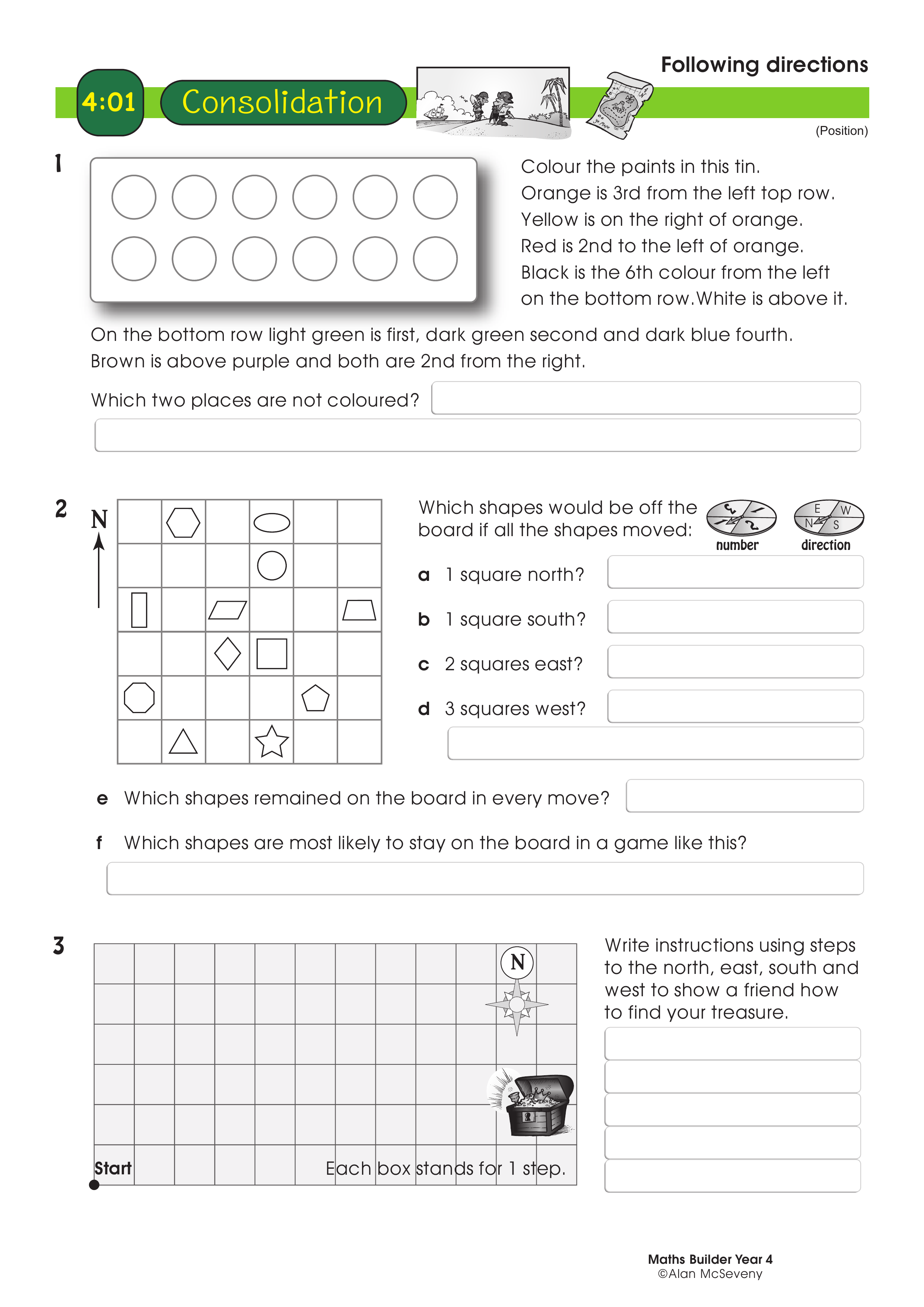 Following directions — worksheet preview