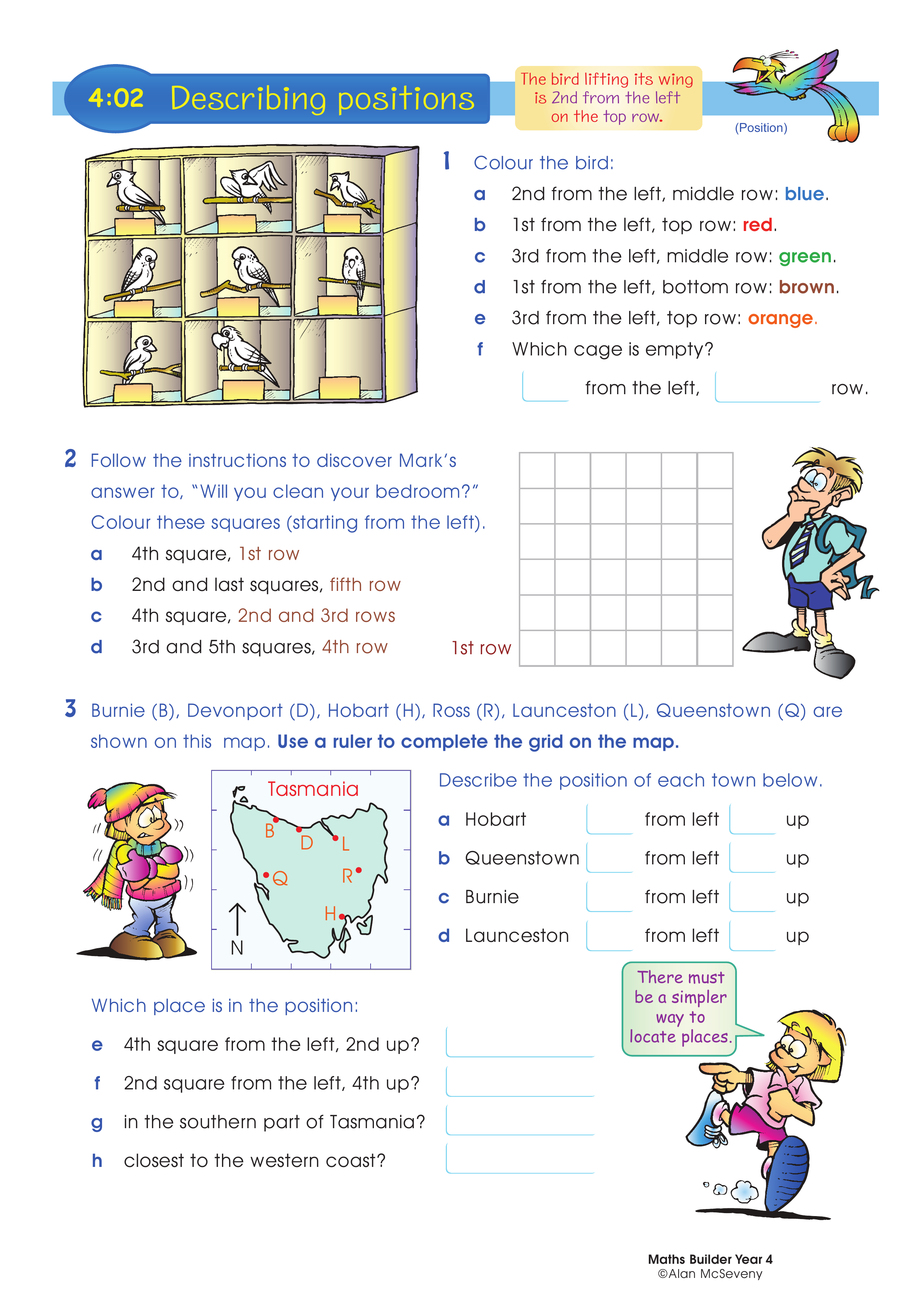 Describing positions — worksheet preview