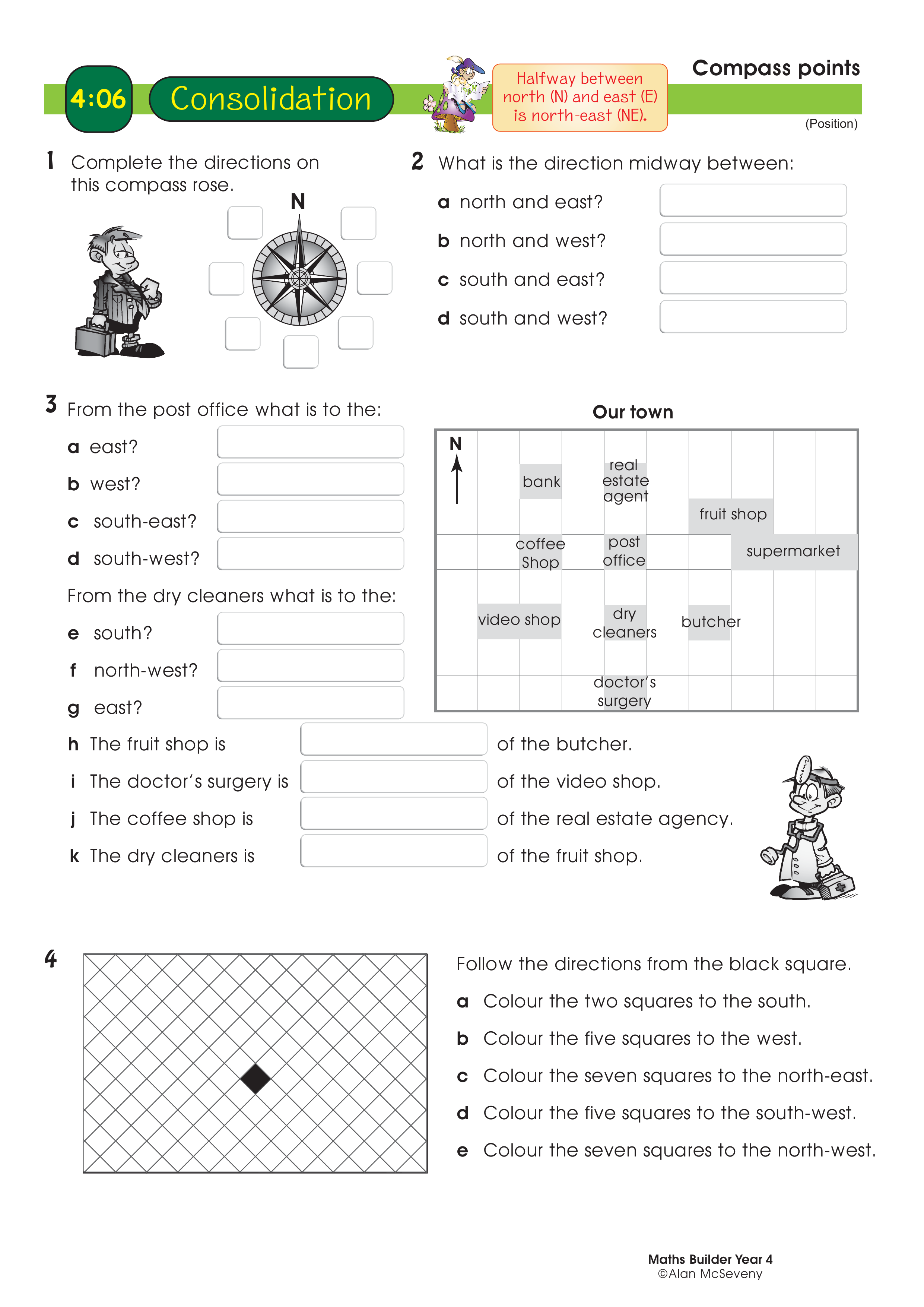 Compass points — worksheet preview
