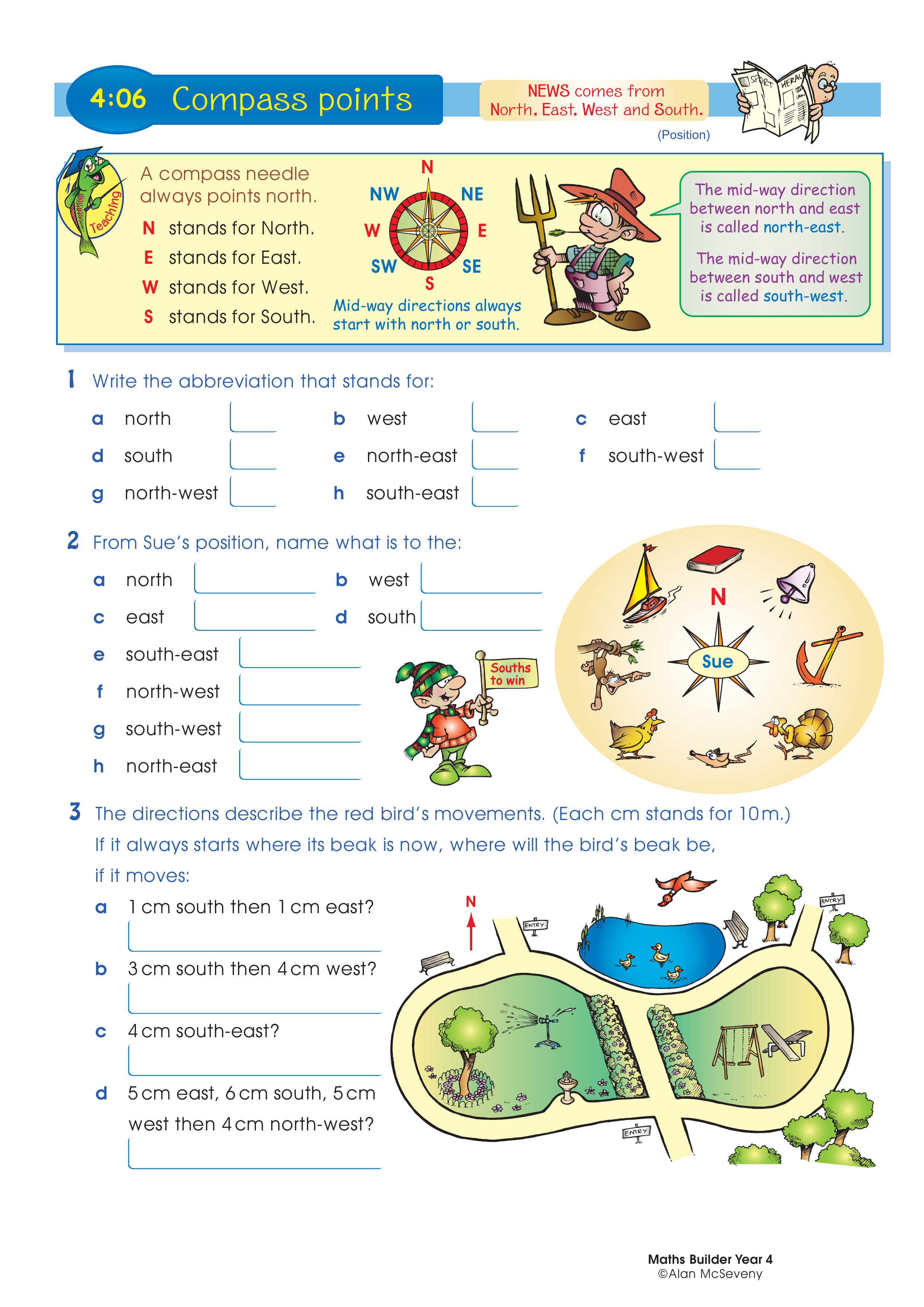 Compass points — worksheet preview