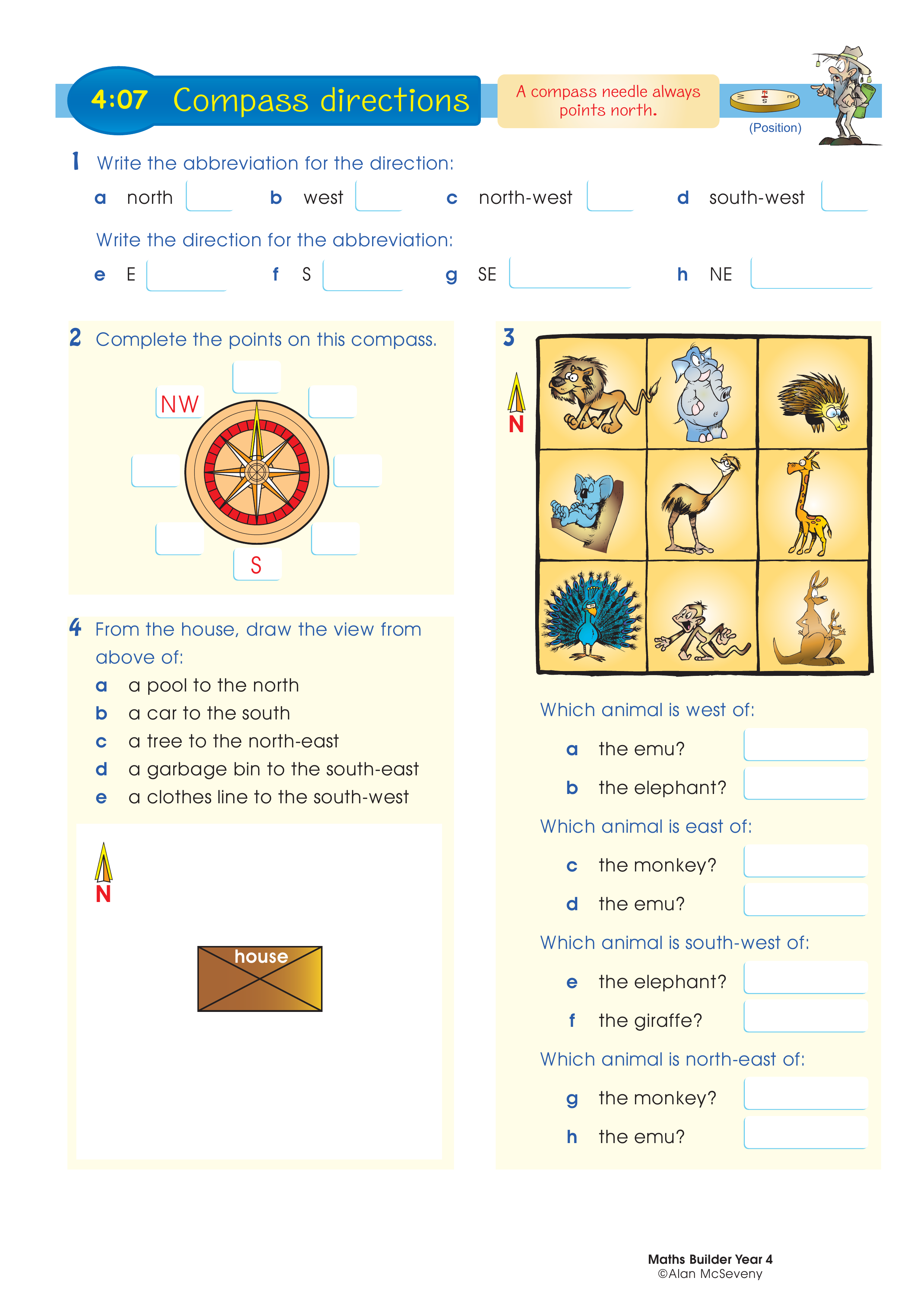 Compass directions — worksheet preview
