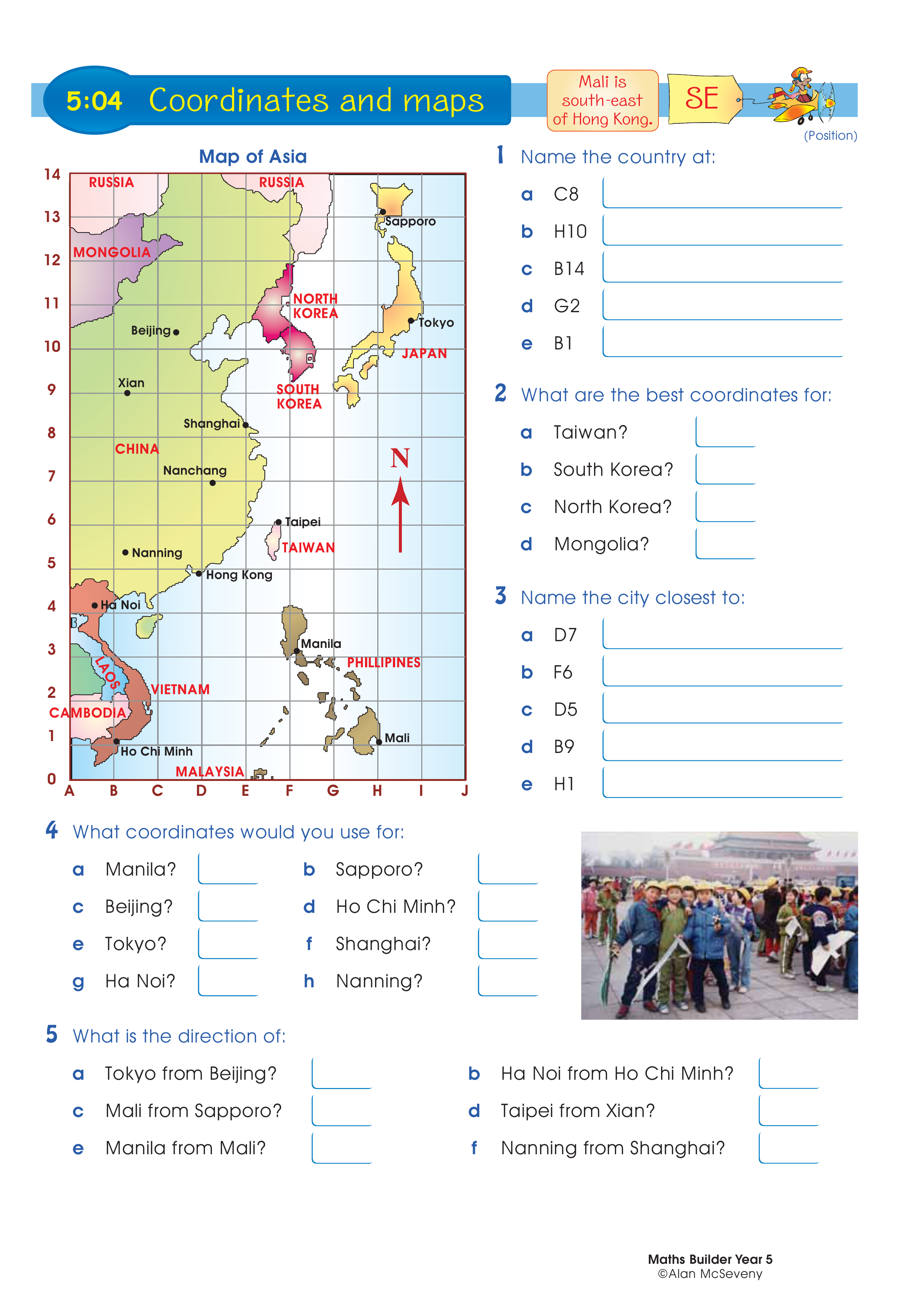 Coordinates and maps — worksheet preview