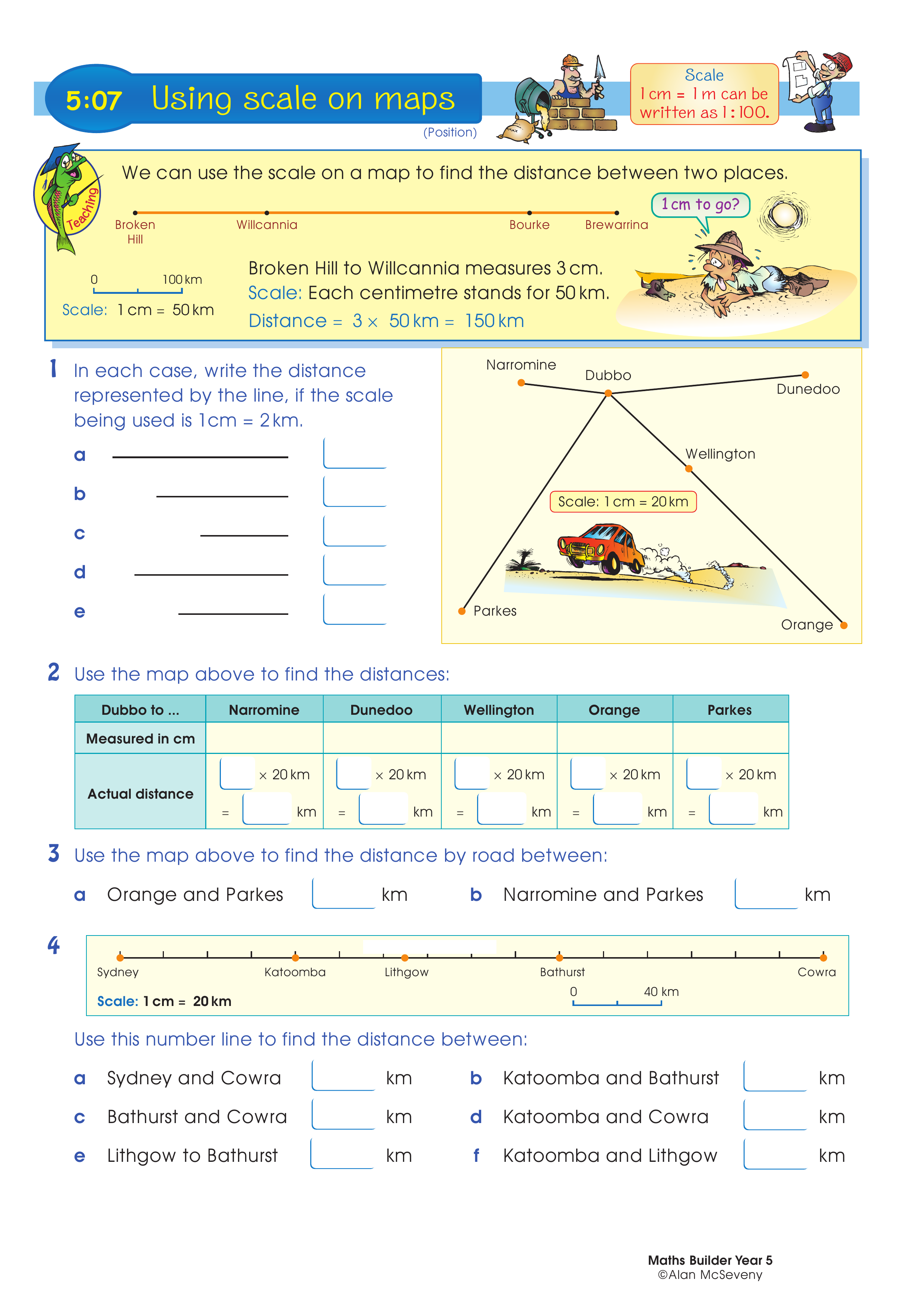 Using scale on maps — worksheet preview