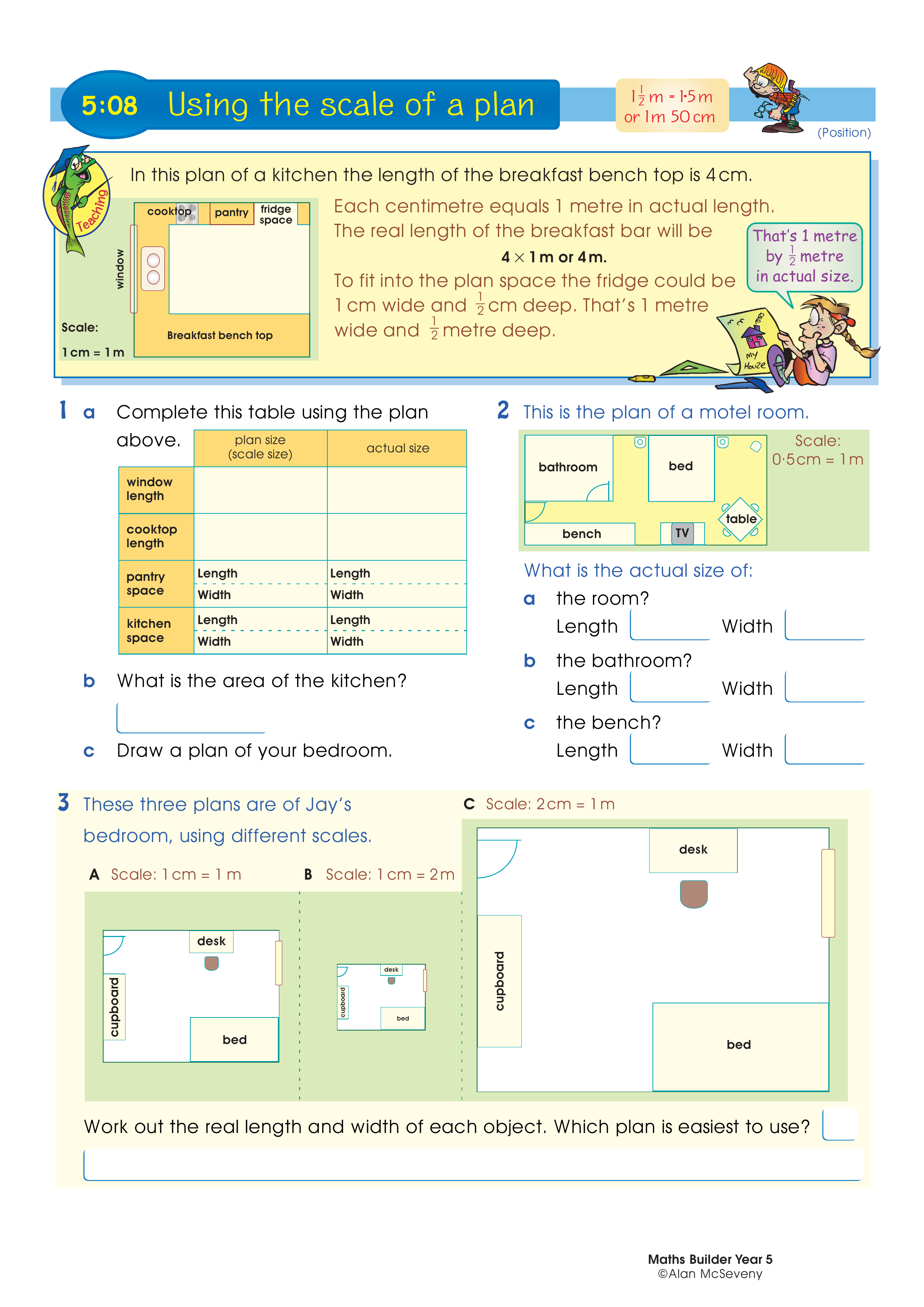 Using the scale of a plan — worksheet preview
