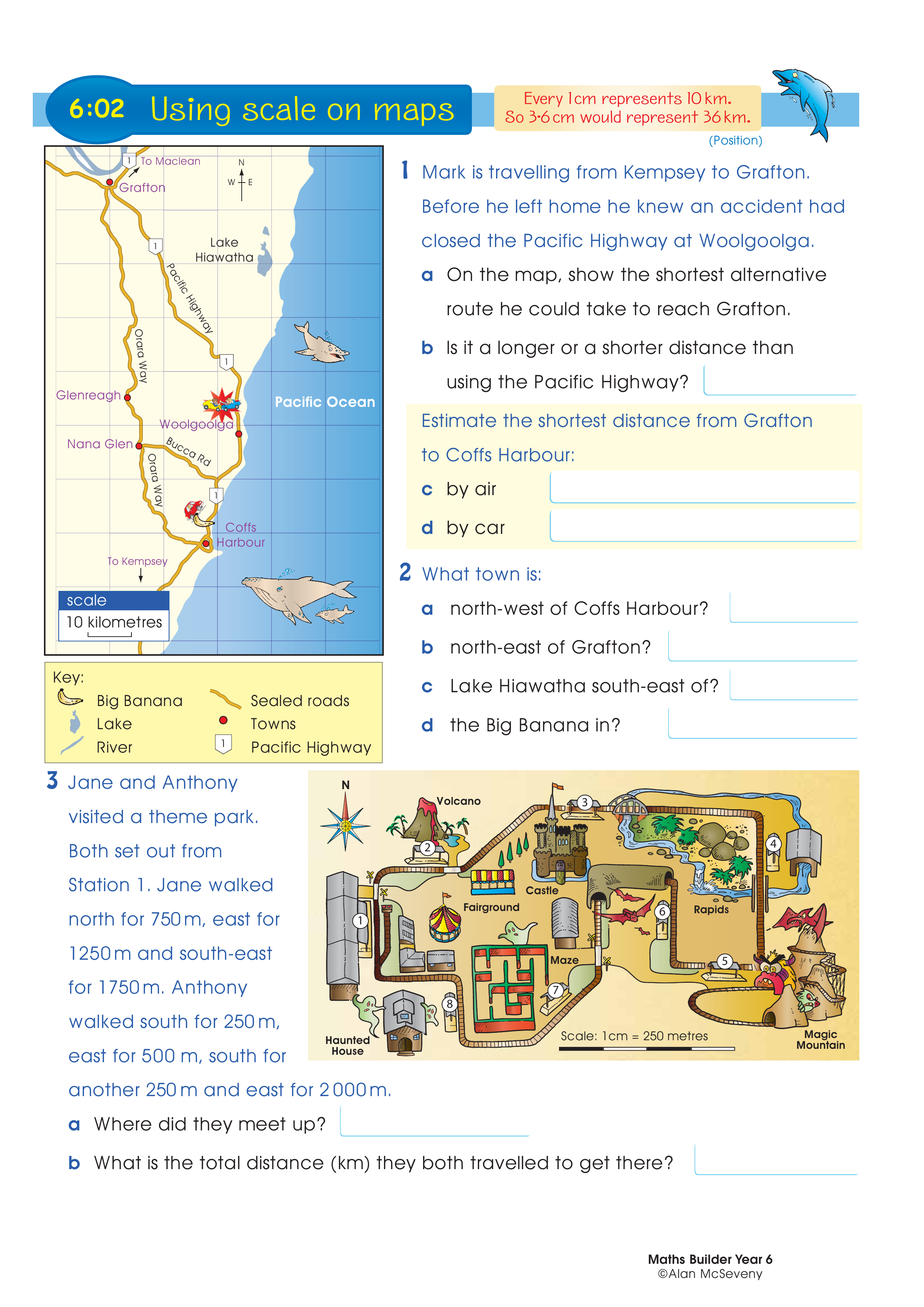 Using scale on maps — worksheet preview