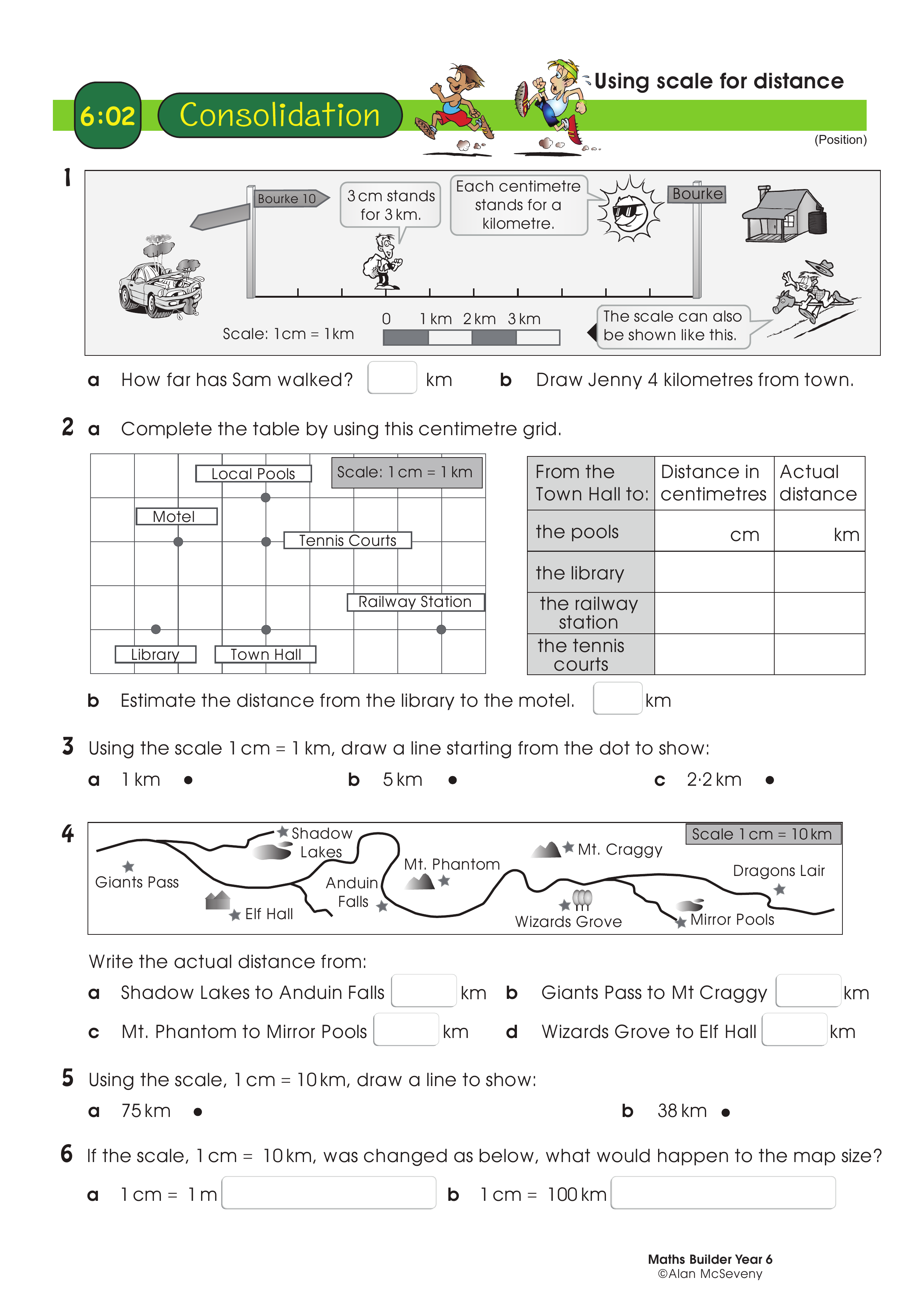 Using scale for distance — worksheet preview