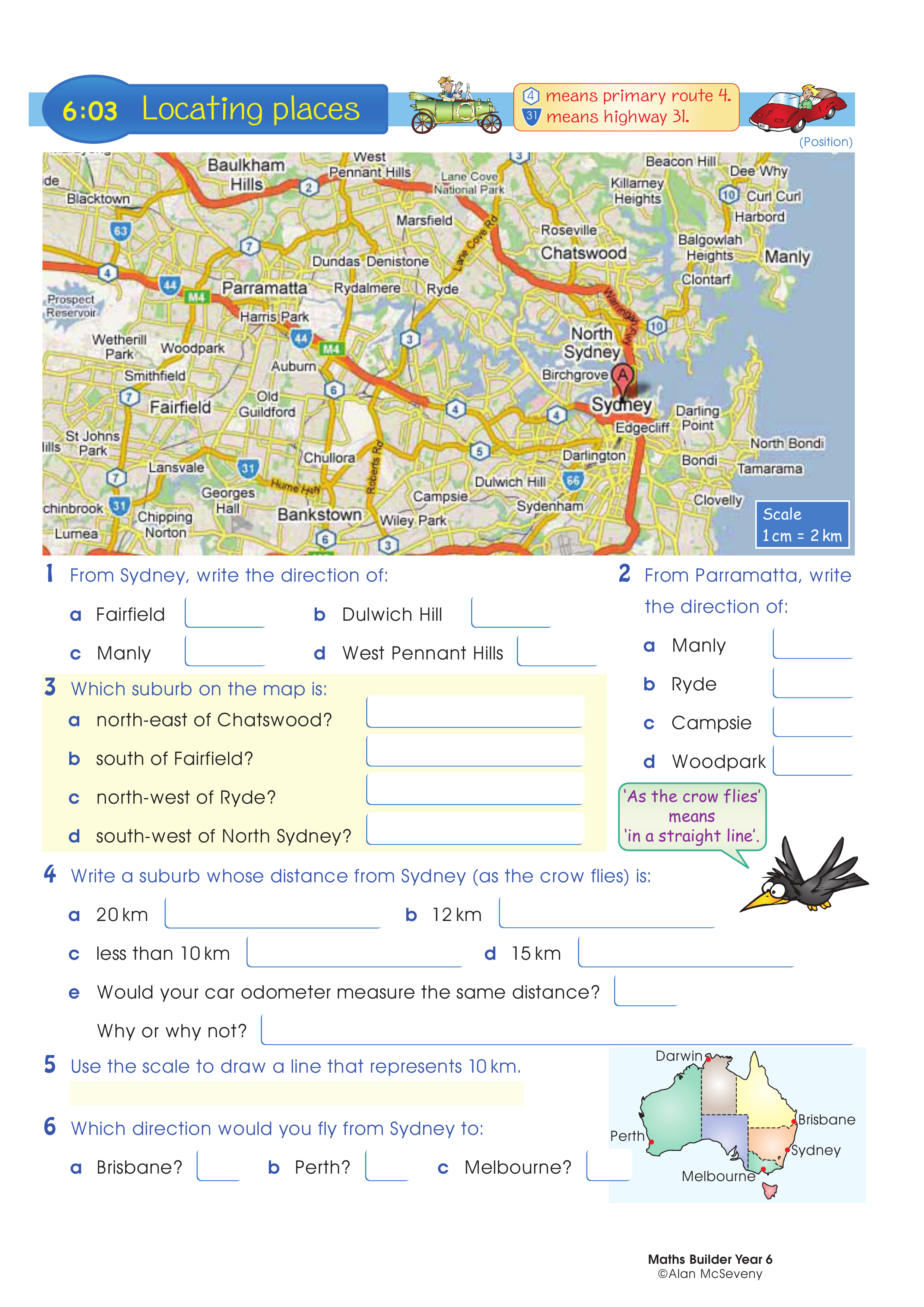 Locating places — worksheet preview