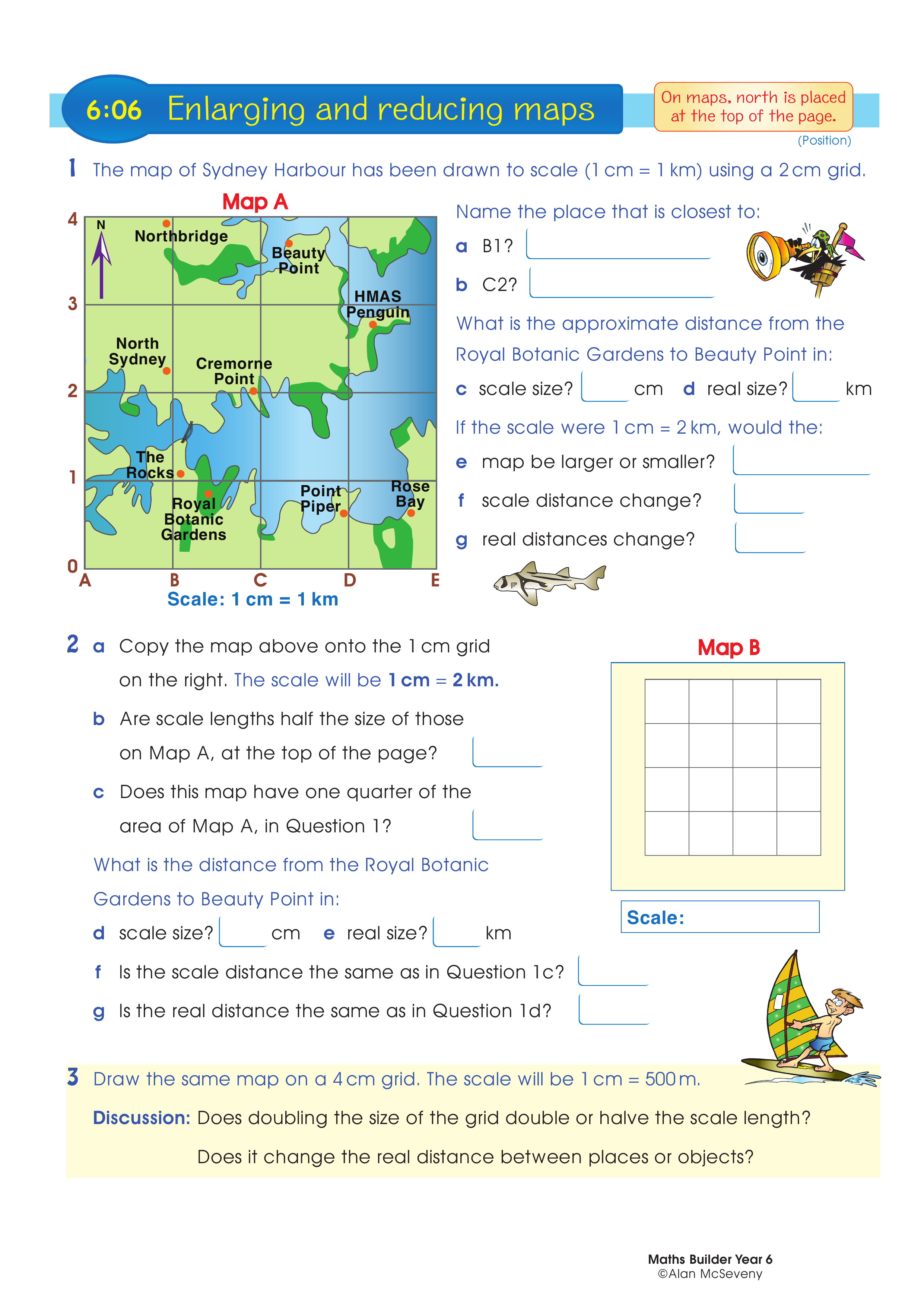 Enlarging and reducing maps — worksheet preview