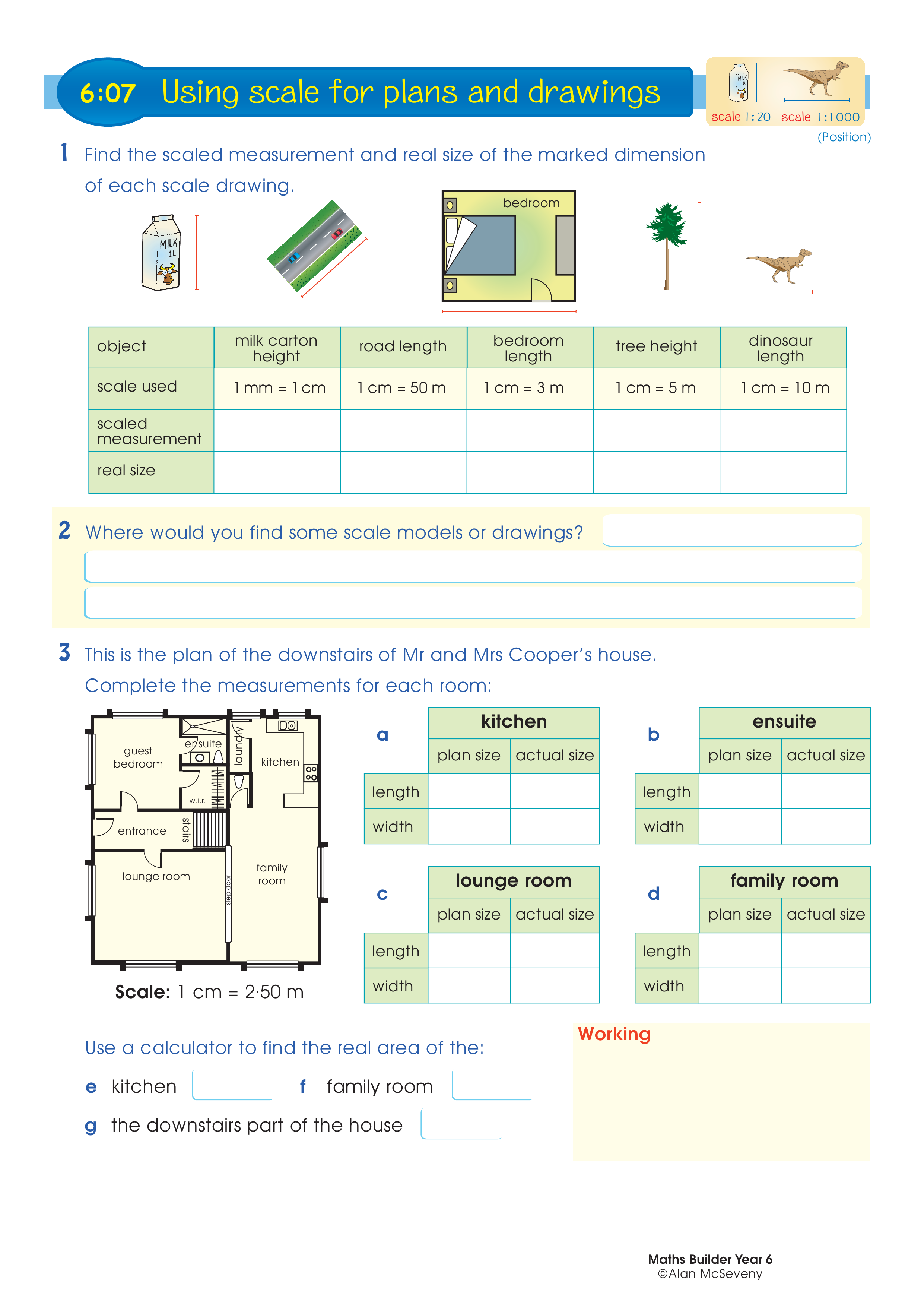 Using scale for plans and drawings — worksheet preview