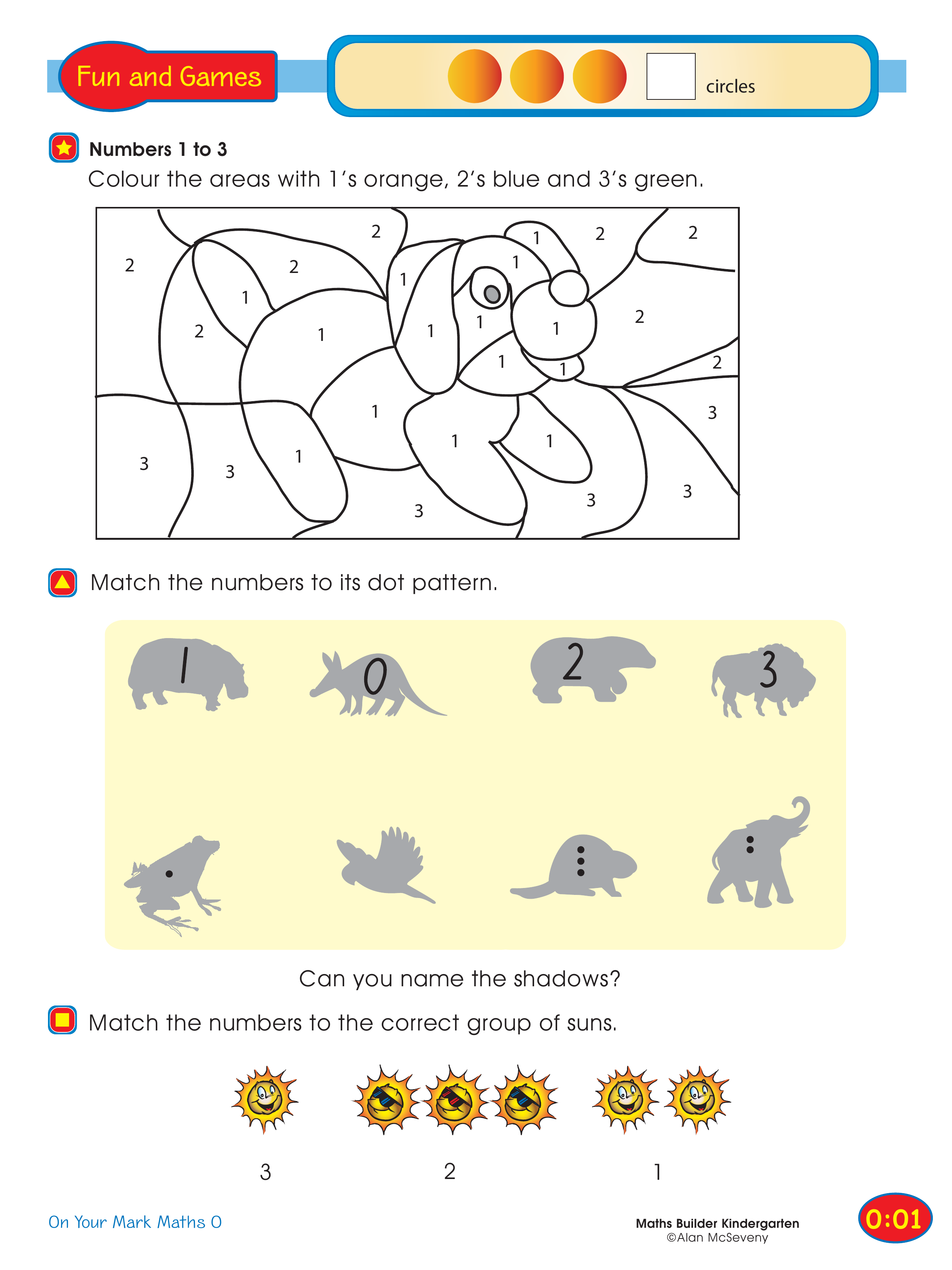 Numbers 1 to 3 — worksheet preview