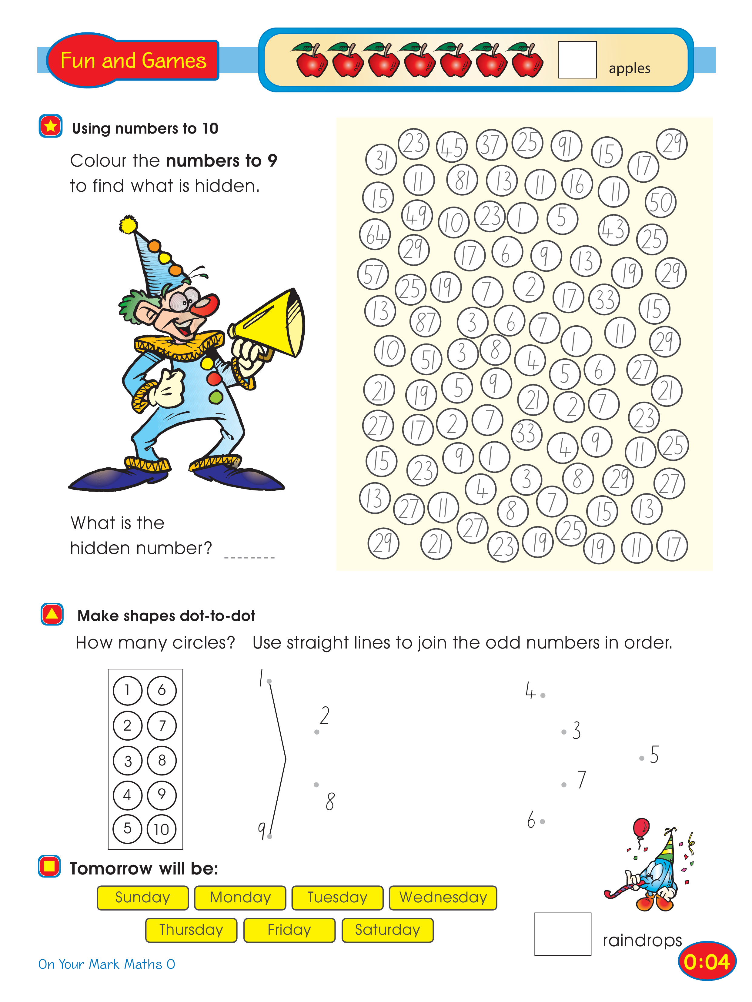 Using numbers to 10 — worksheet preview