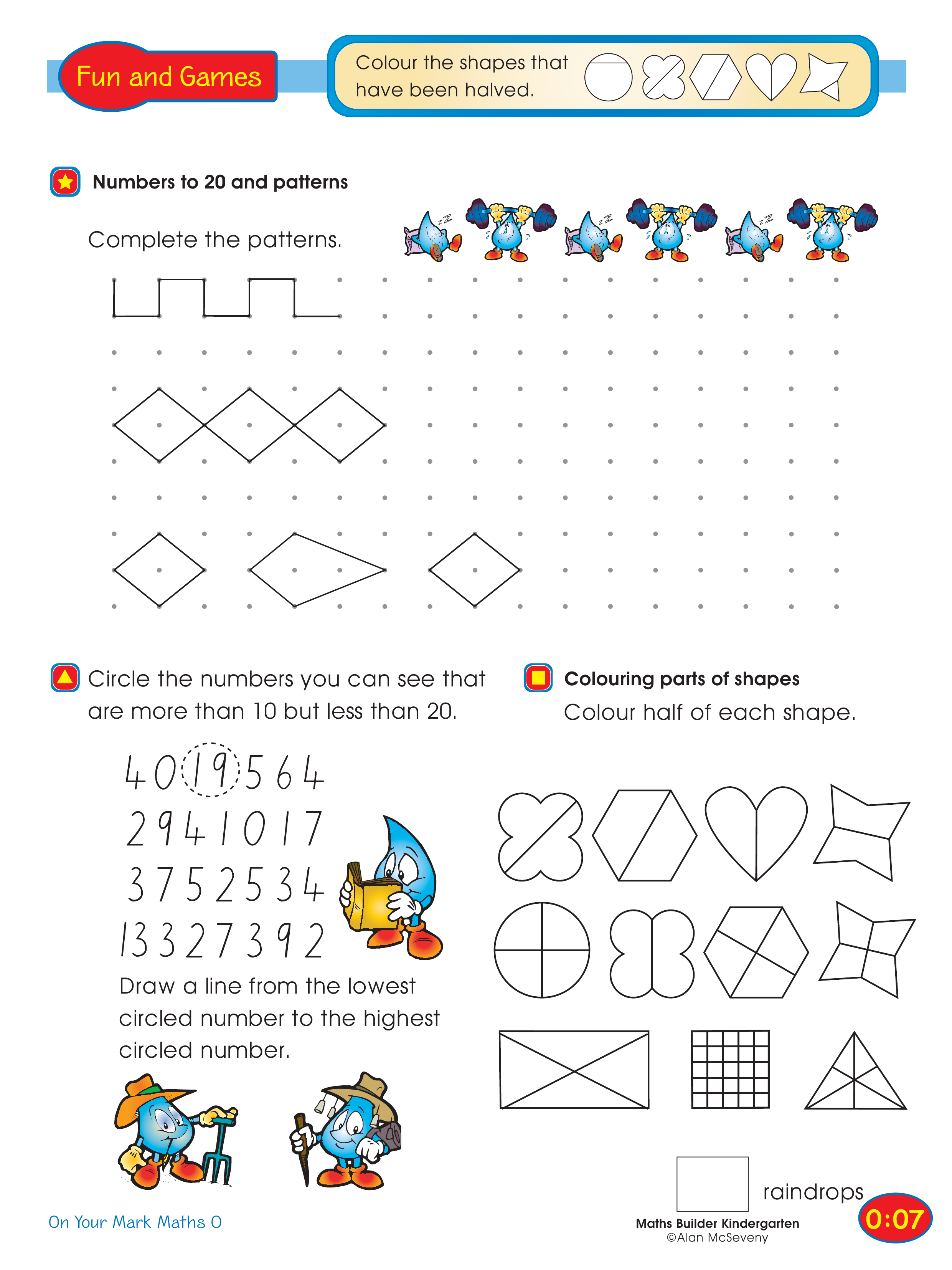 Numbers to 20 and patterns — worksheet preview