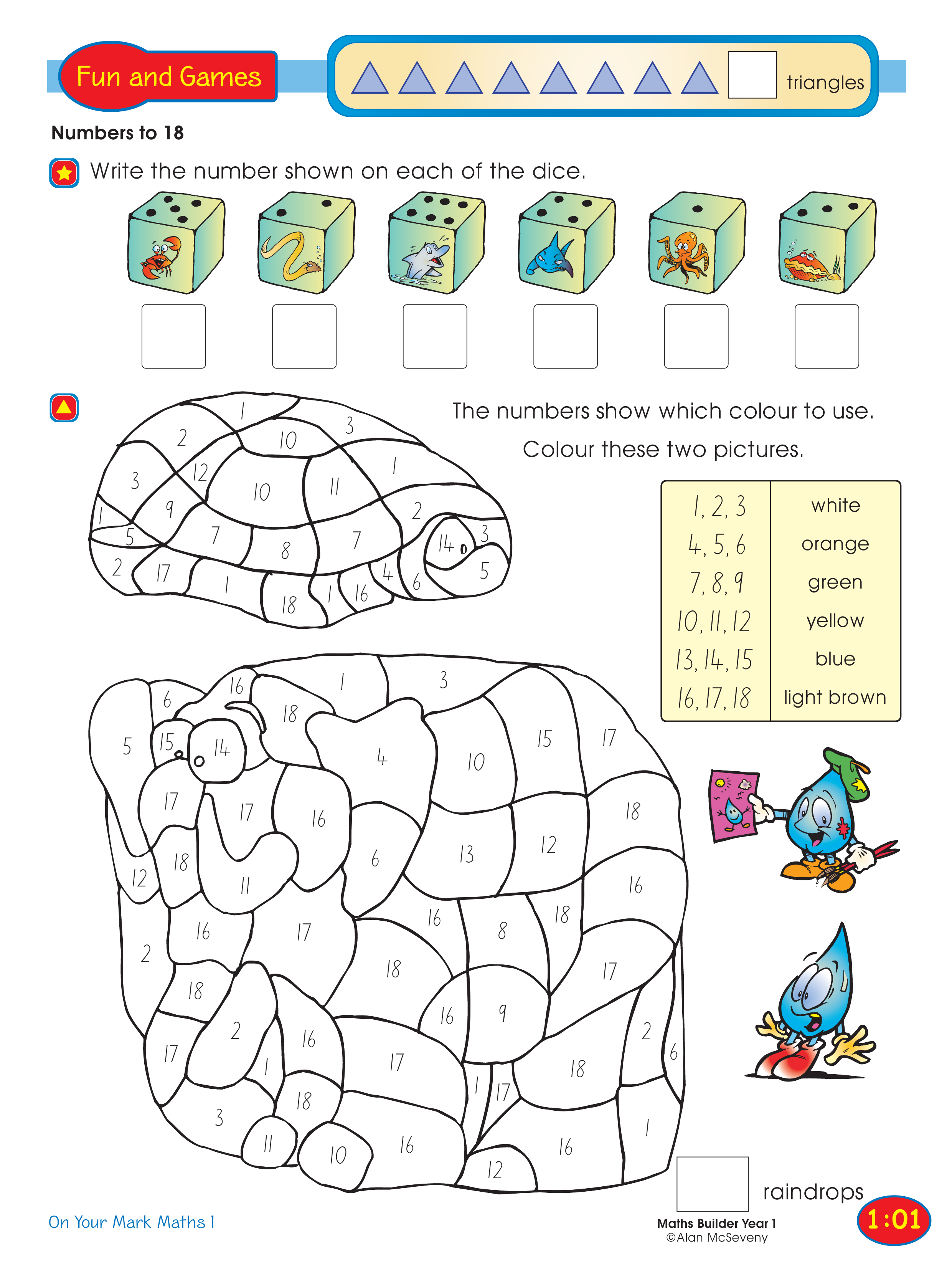 Numbers to 18 — worksheet preview