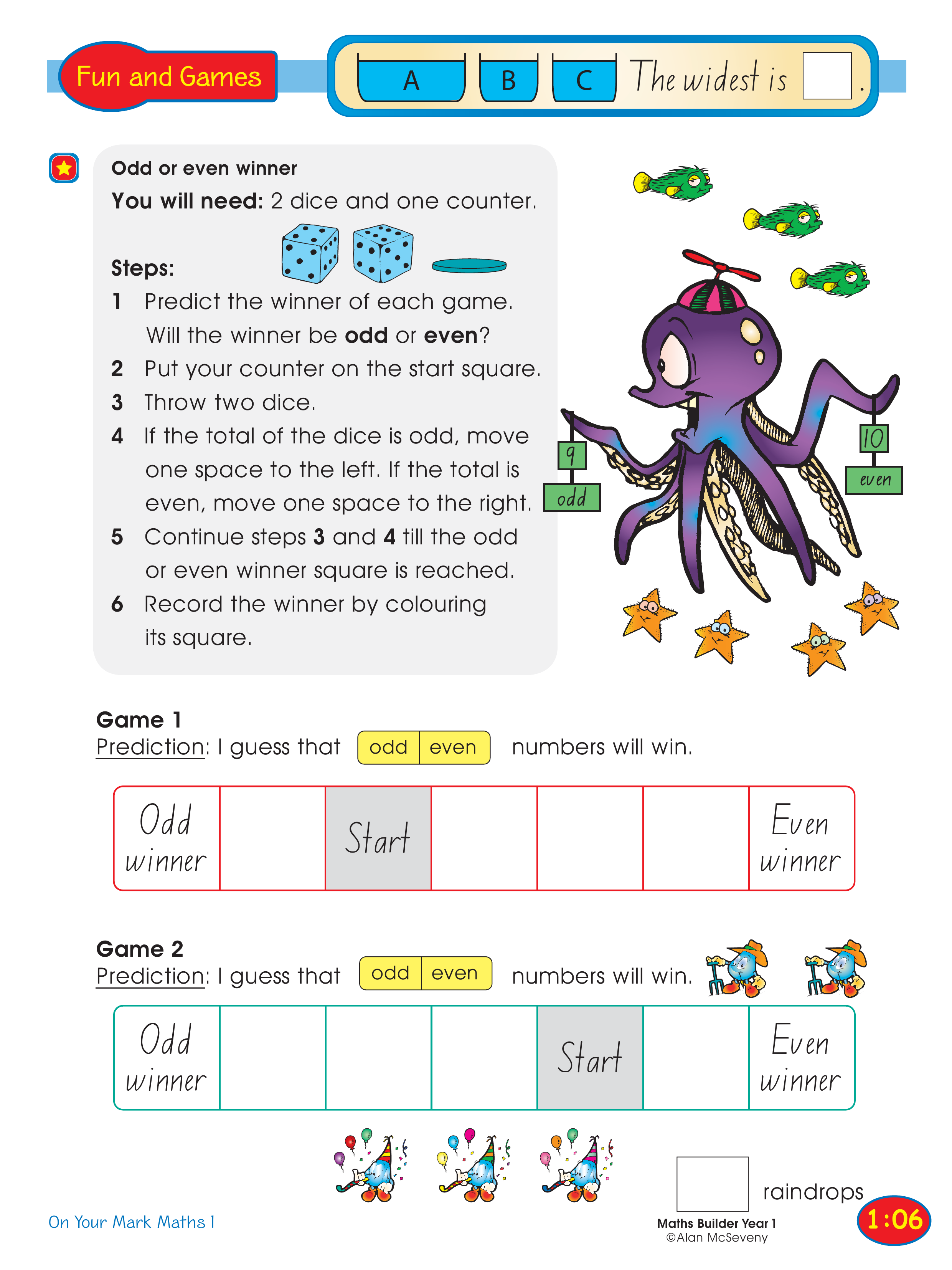 Odd or even winner — worksheet preview