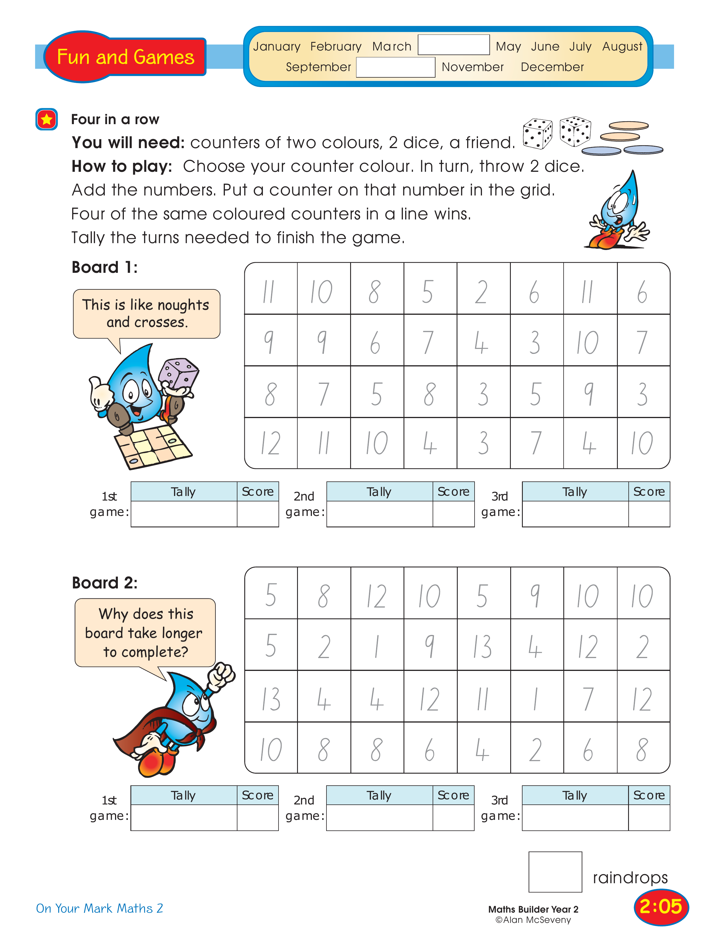 Four in a row — worksheet preview