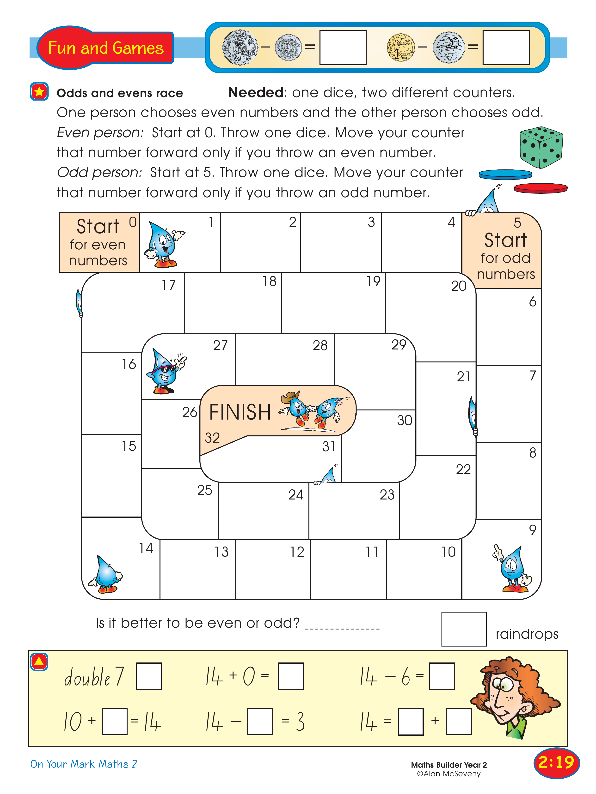 Odds and evens race — worksheet preview