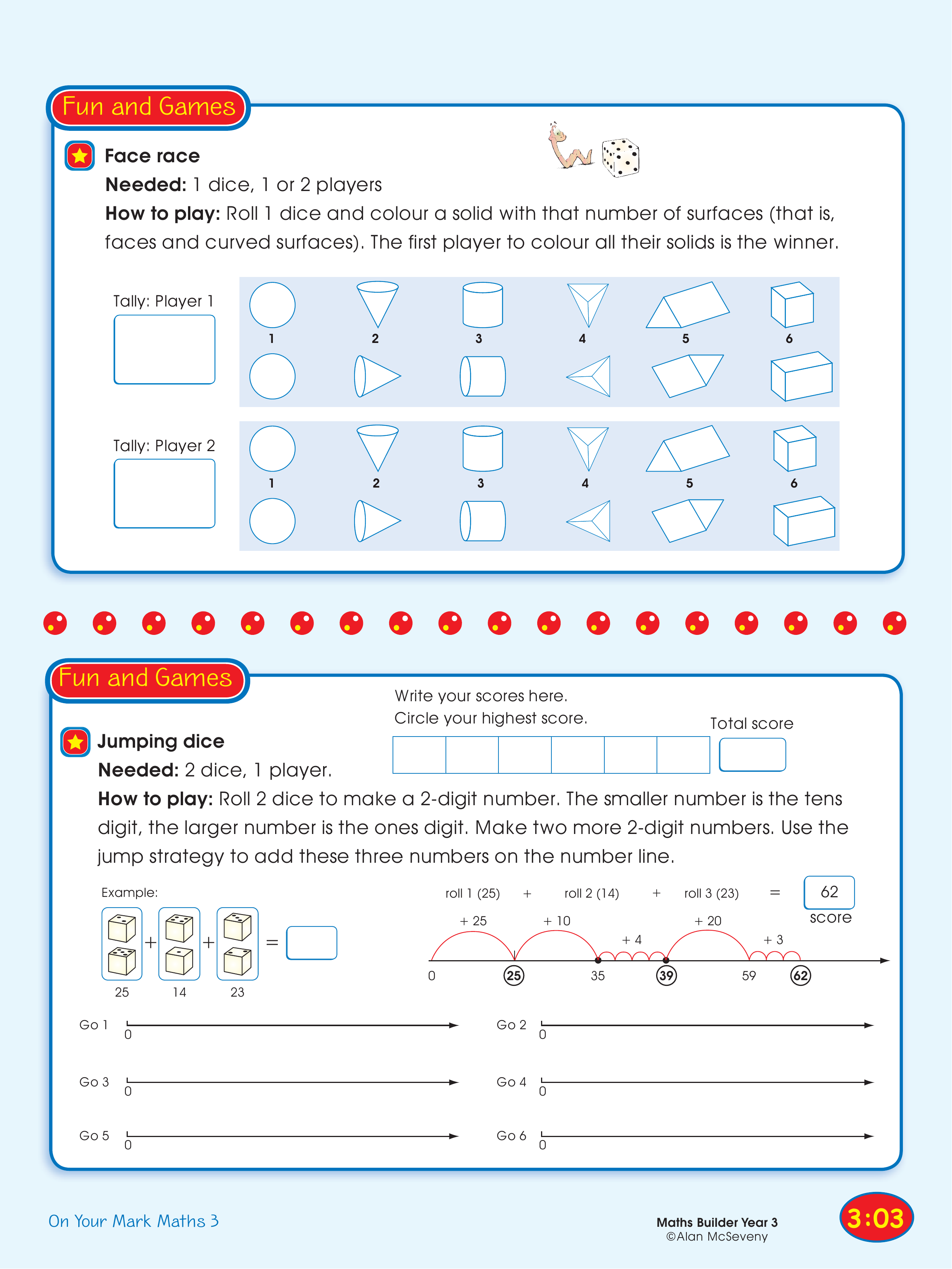 Face race/Jumping dice — worksheet preview