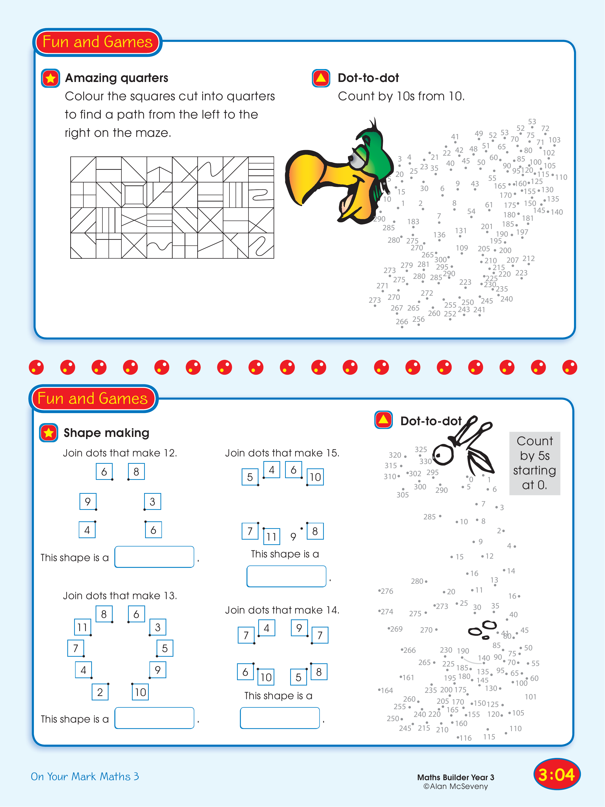 Amazing quarters, Dot-to-dot/Shape making, Dot-to-dot — worksheet preview
