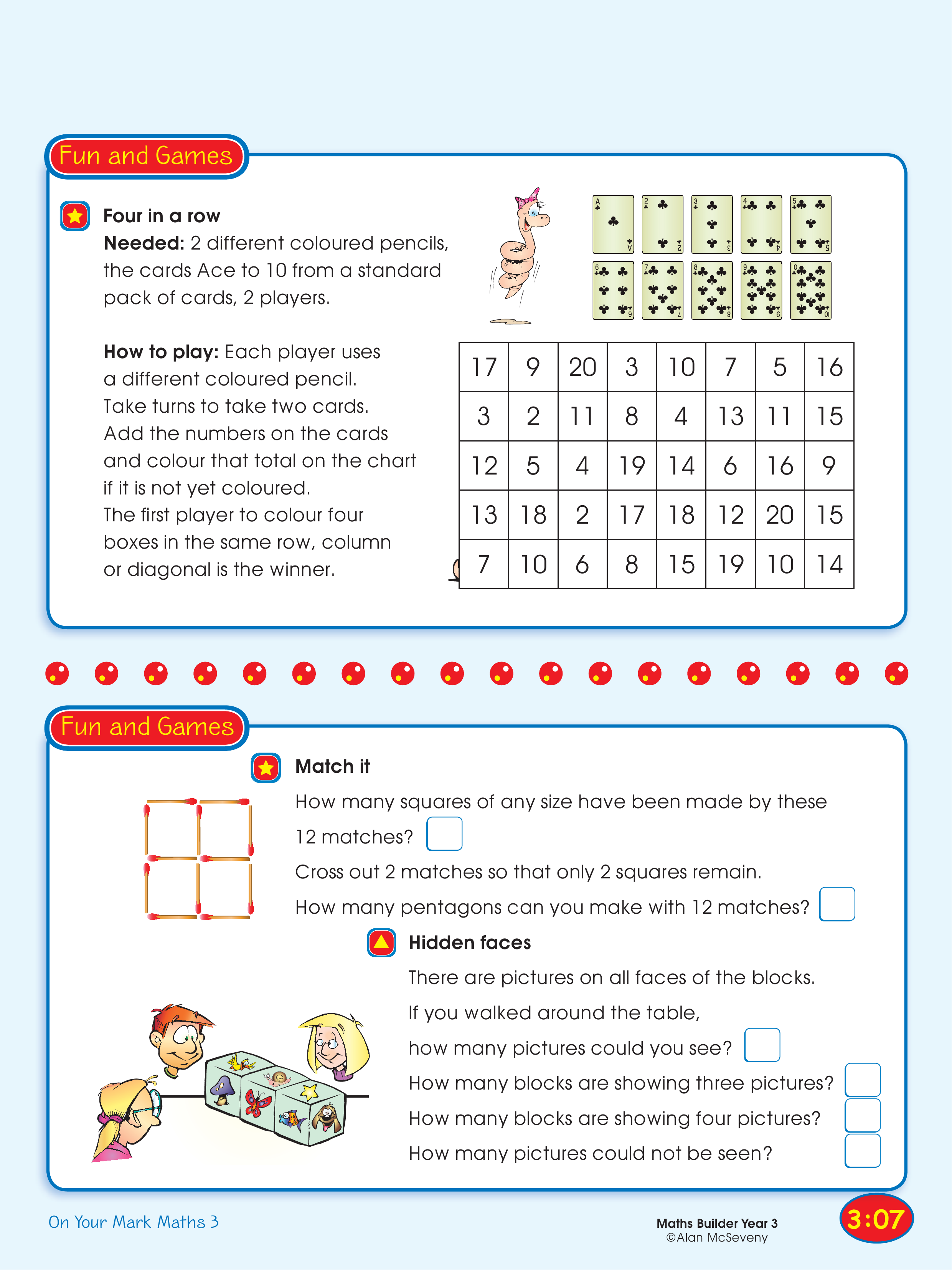 Four in a row/Match it — worksheet preview