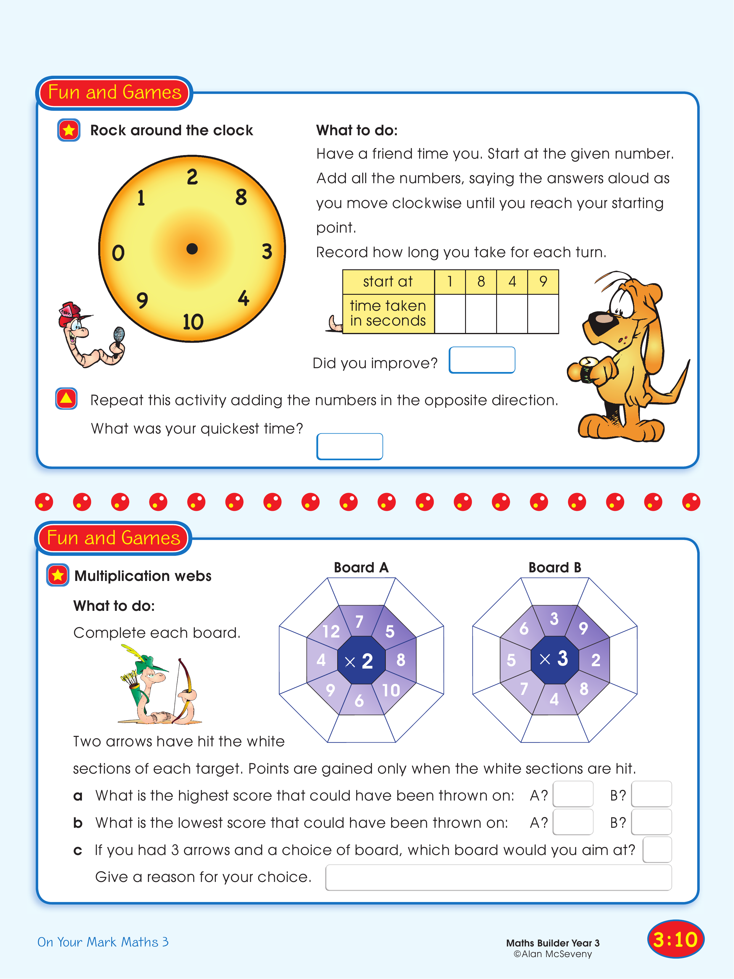 Rock around the clock/ Multiplication webs — worksheet preview