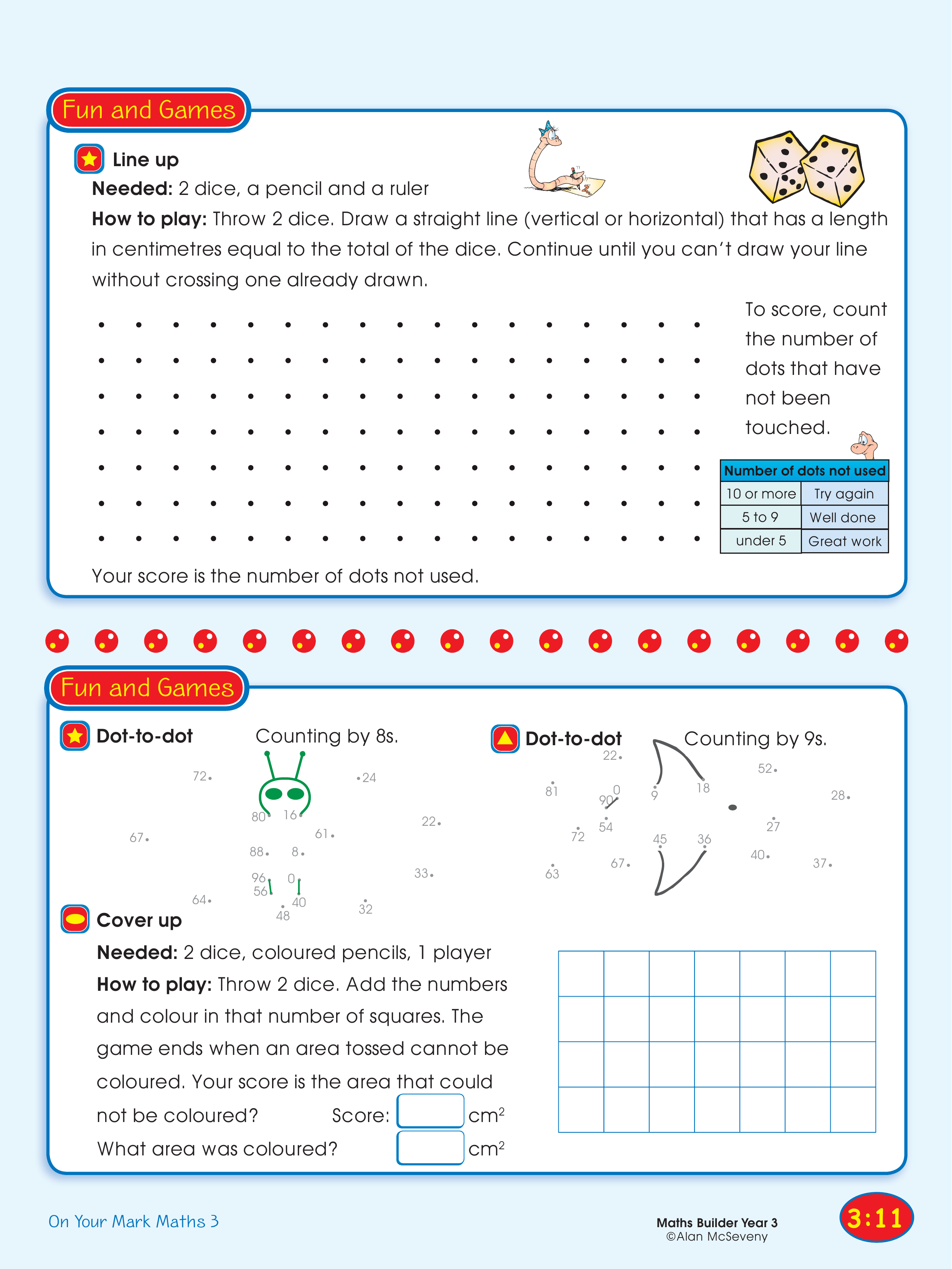 Line up/Dot-to-dot, Cover up — worksheet preview