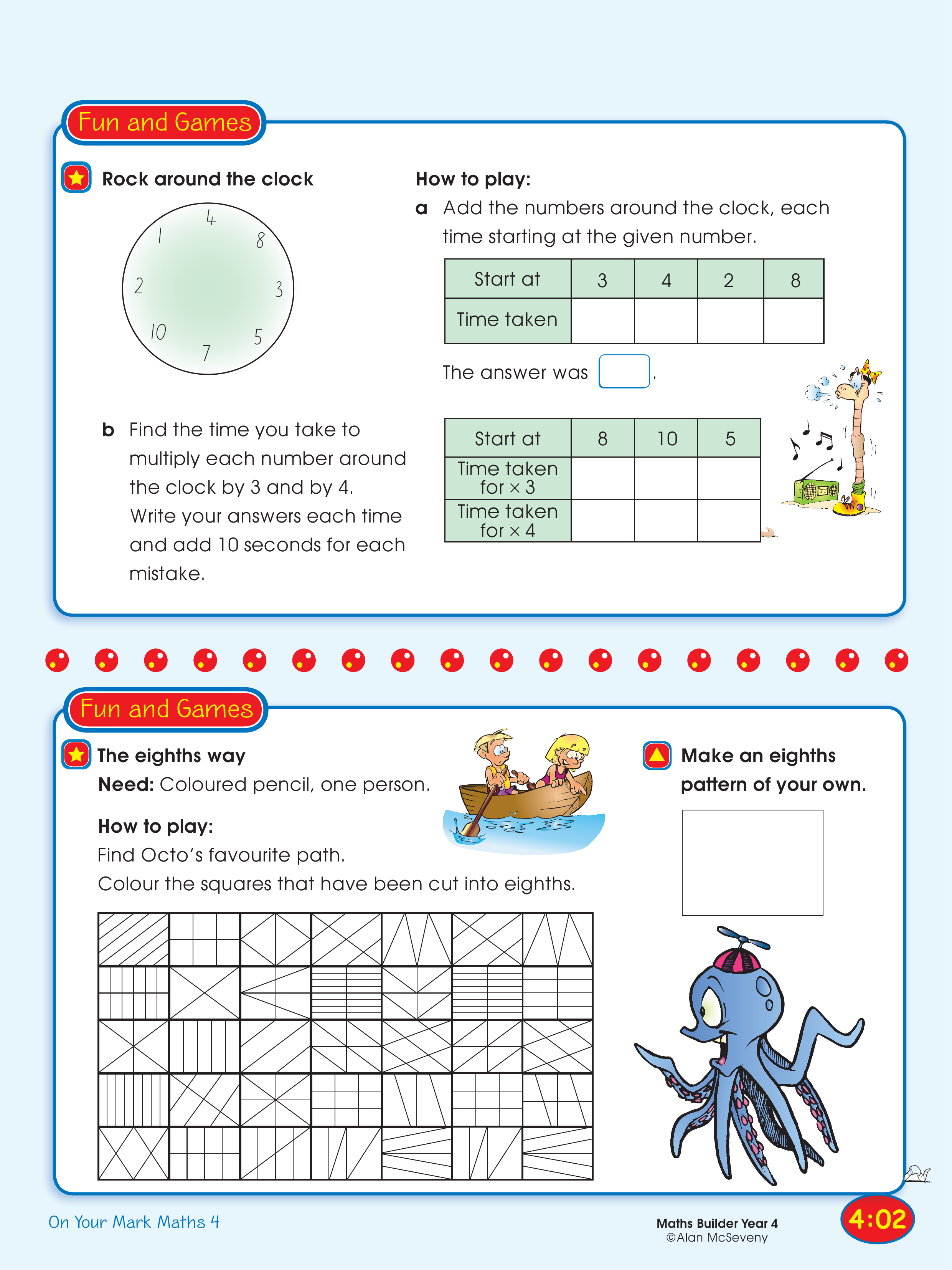 Rock around the clock/The eighths way — worksheet preview