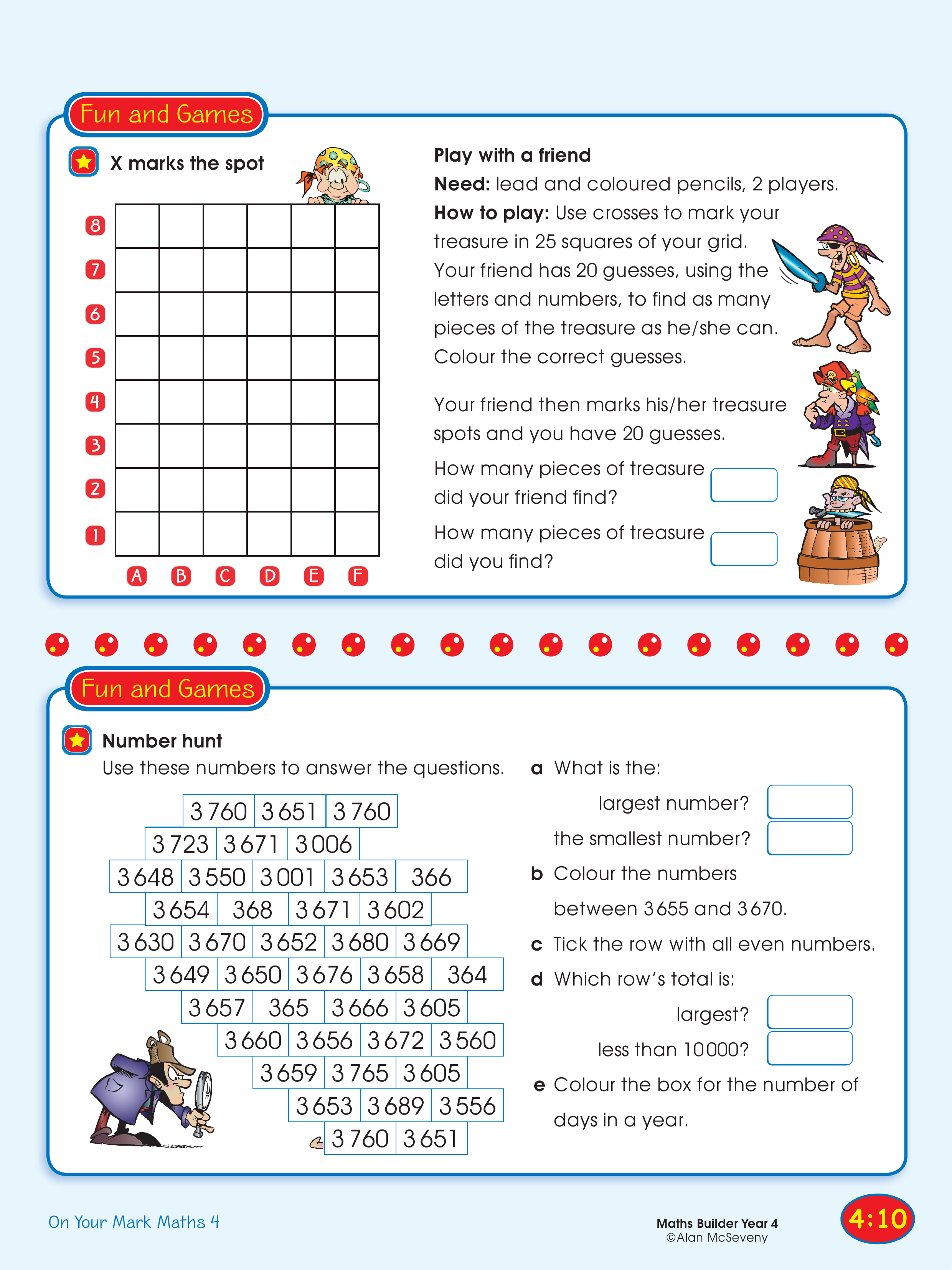 X marks the spot/Number hunt — worksheet preview