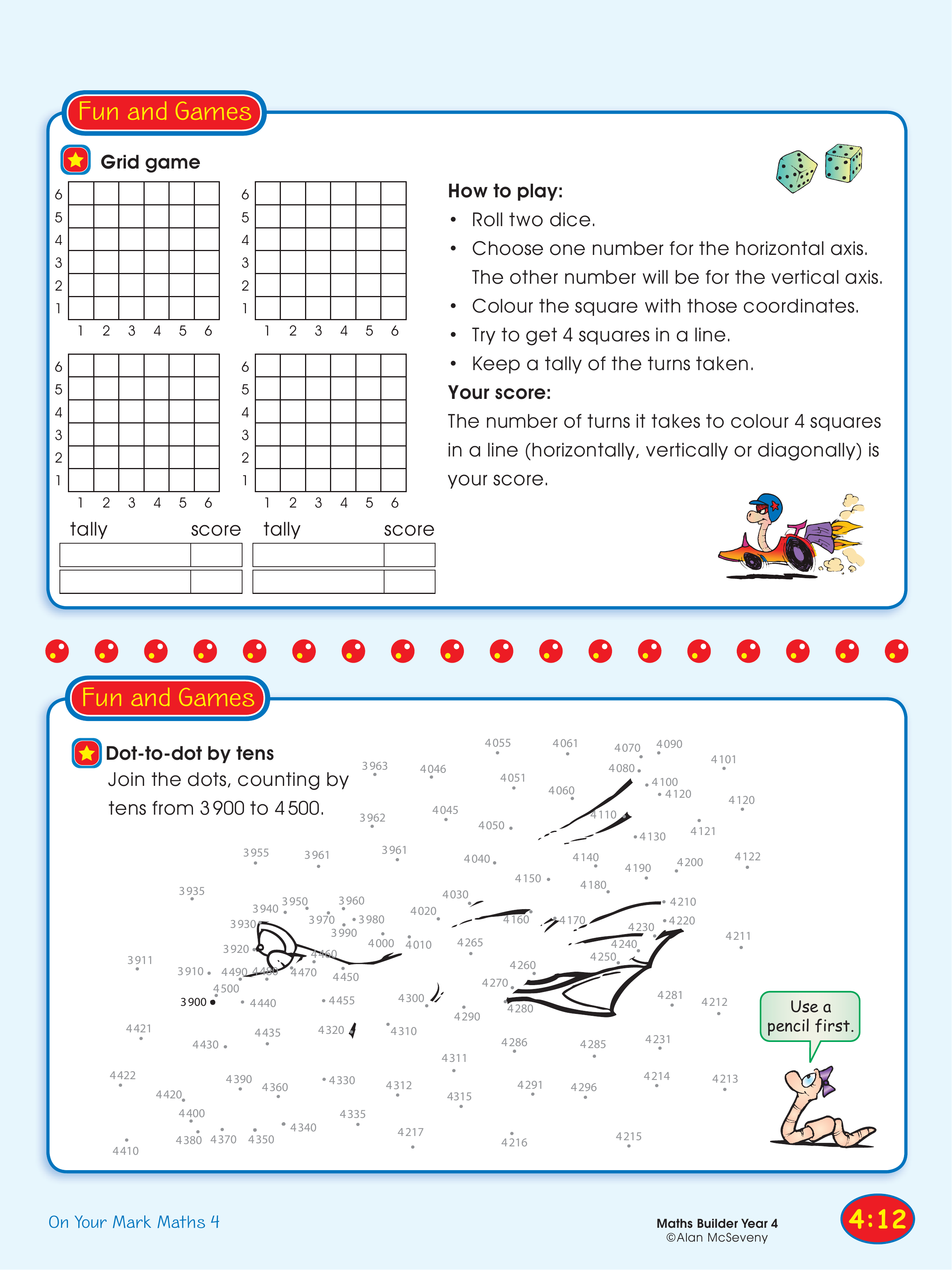 Grid game/Dot-to-dot by tens — worksheet preview