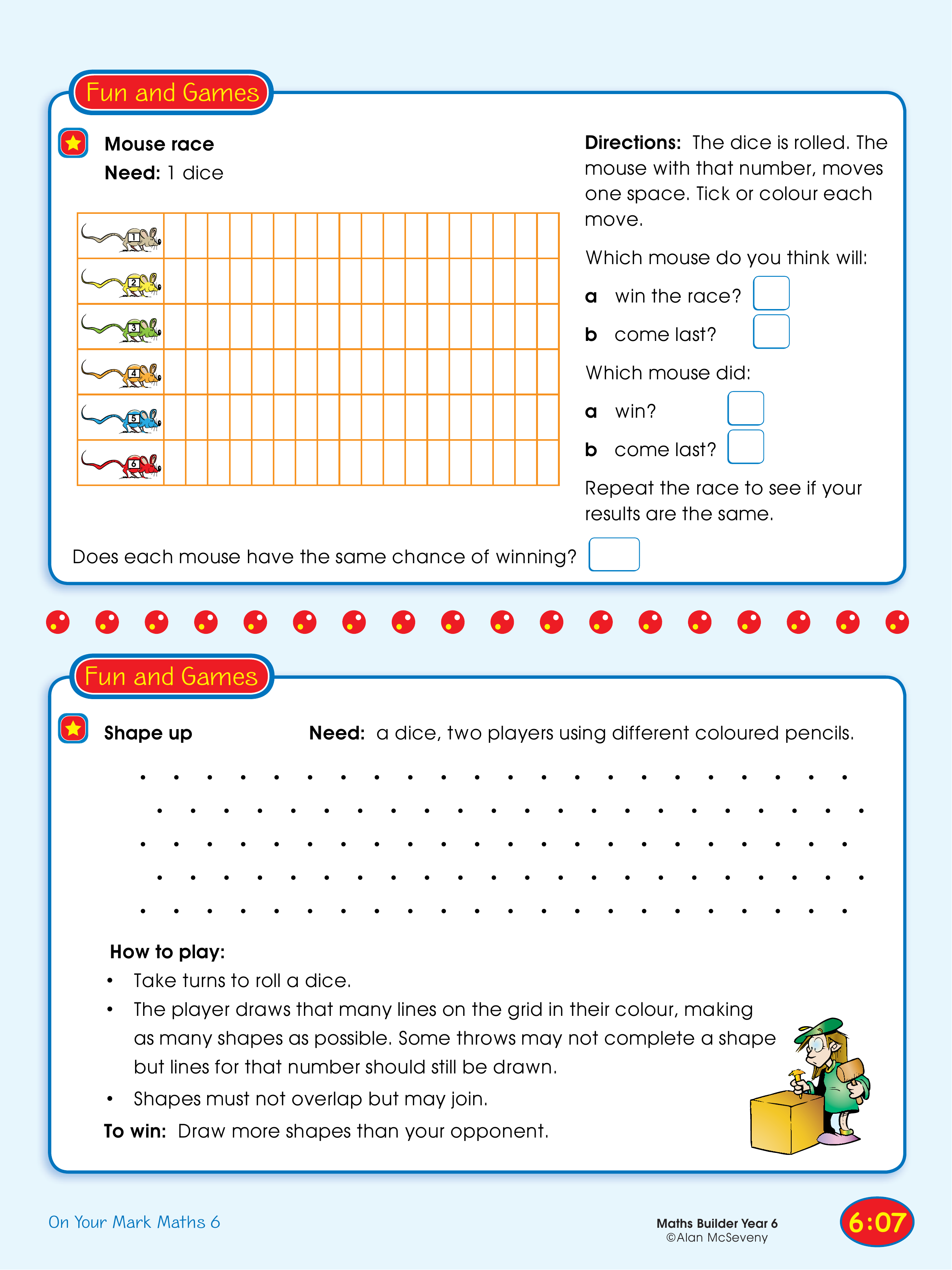 Mouse race/Shape up — worksheet preview