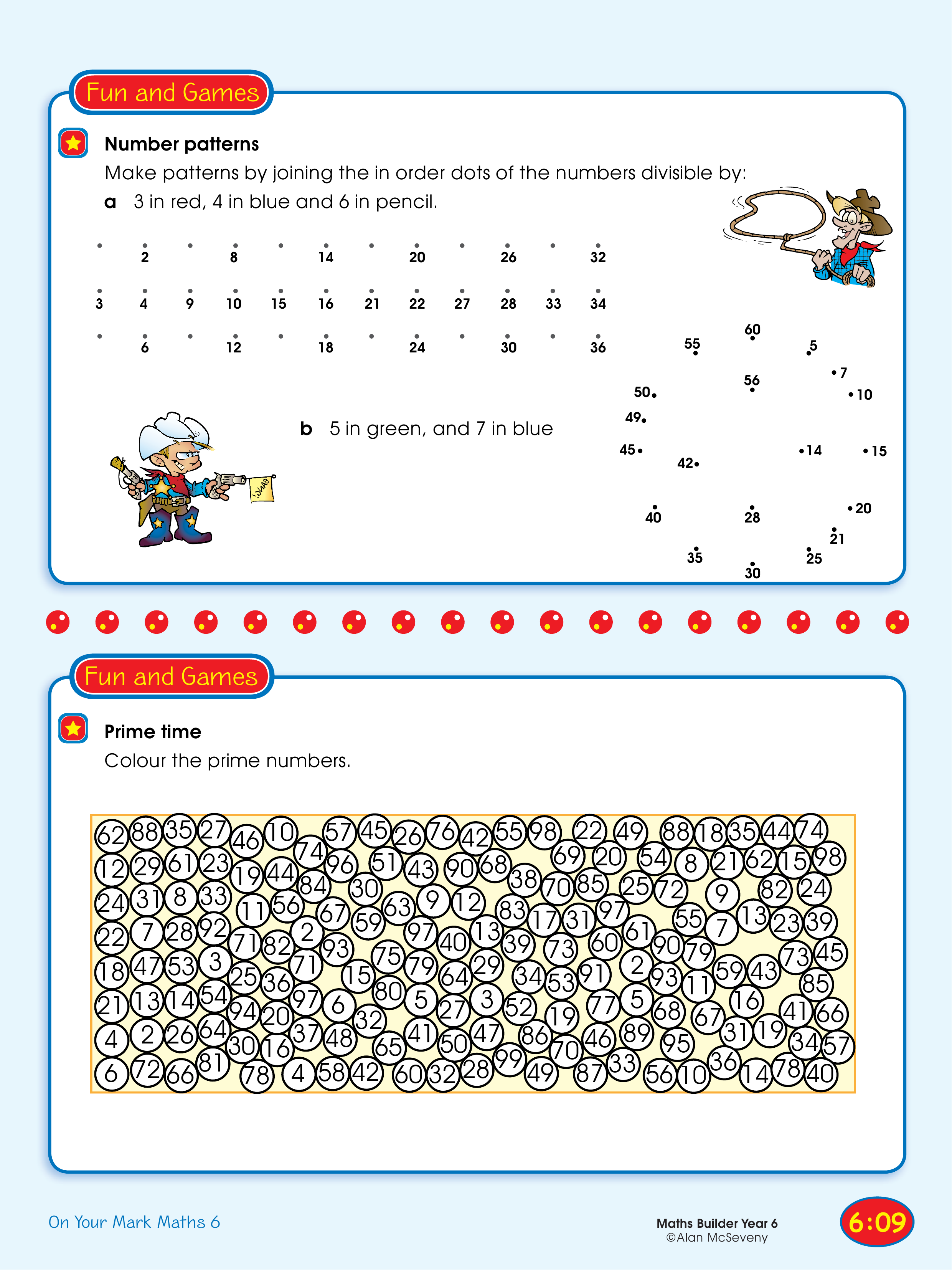 Number patterns/Prime time — worksheet preview