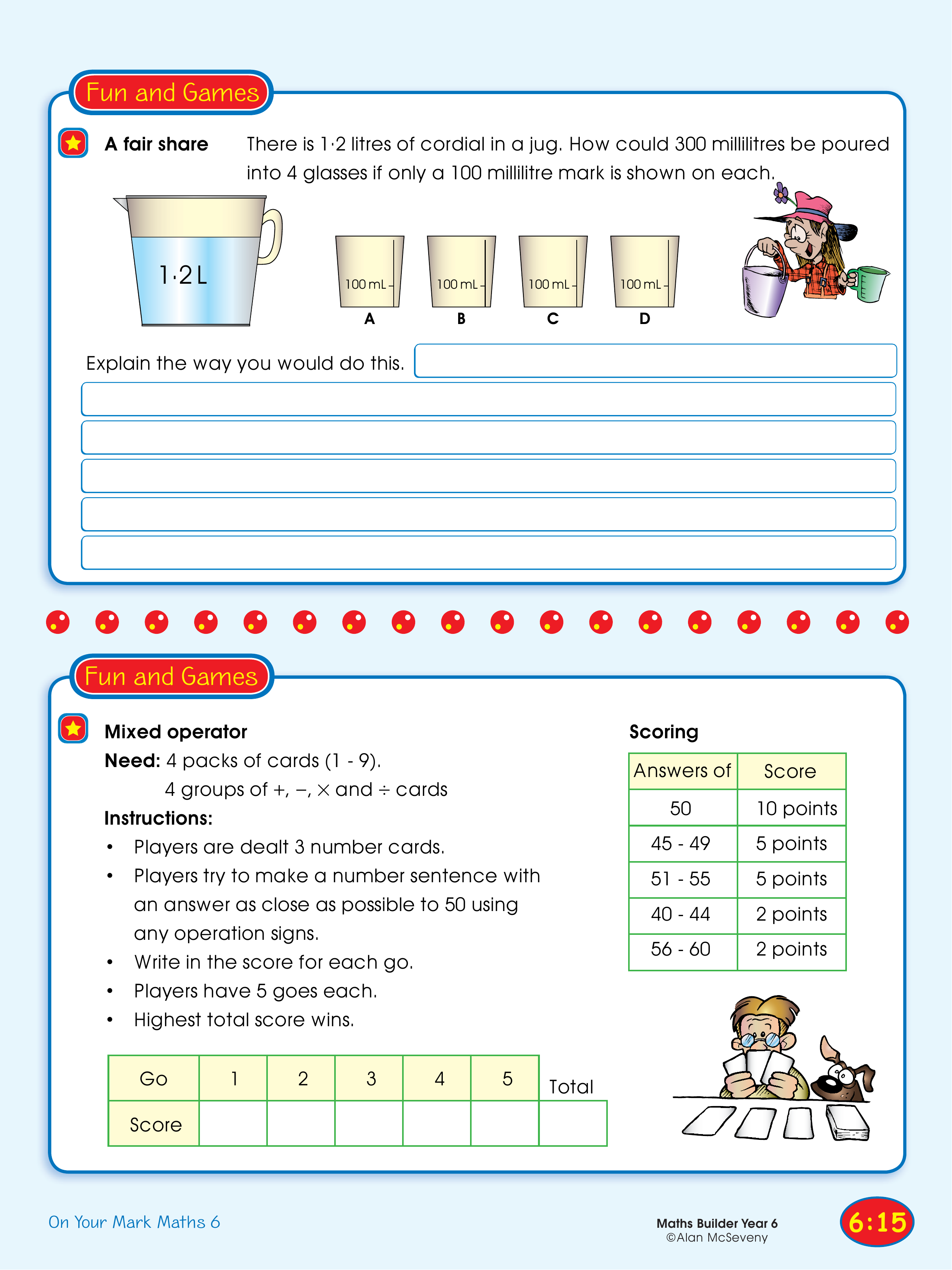 A fair share/Mixed operator — worksheet preview