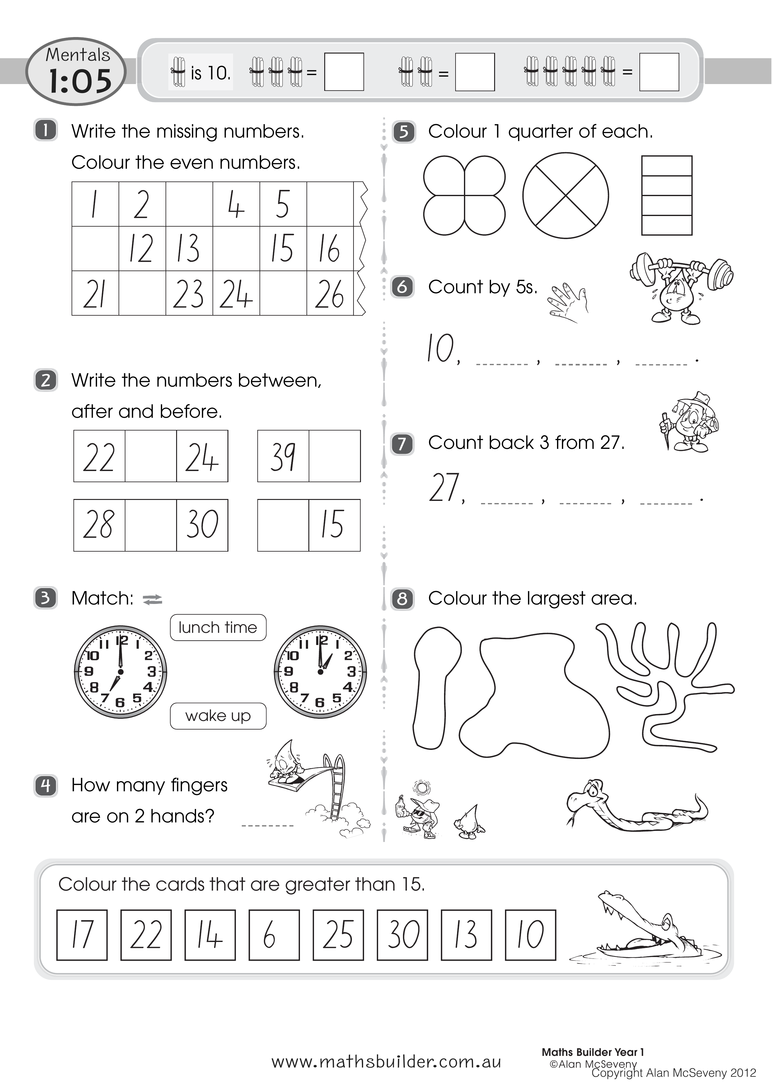 Mentals 1:05 — worksheet preview