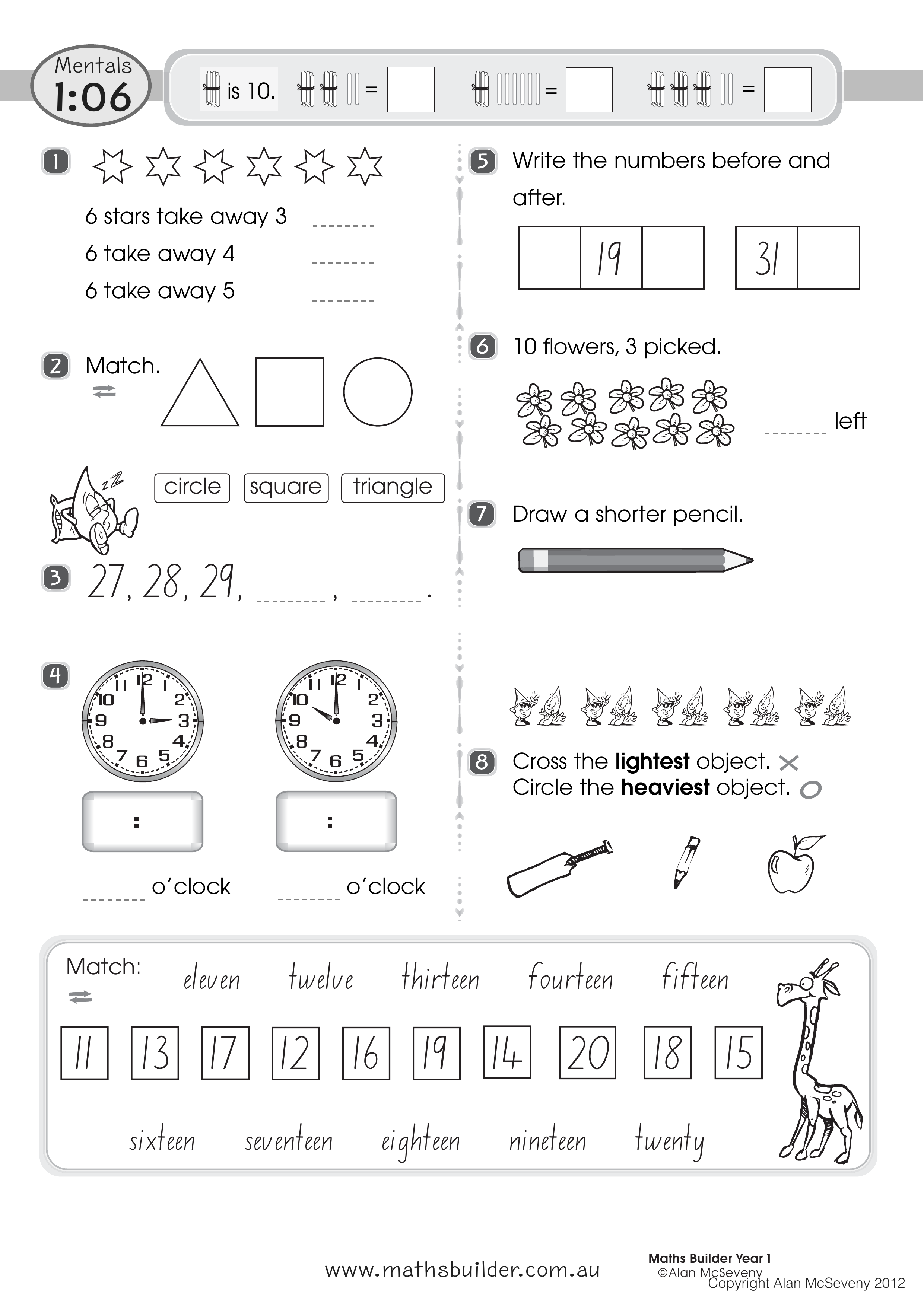 Mentals 1:06 — worksheet preview