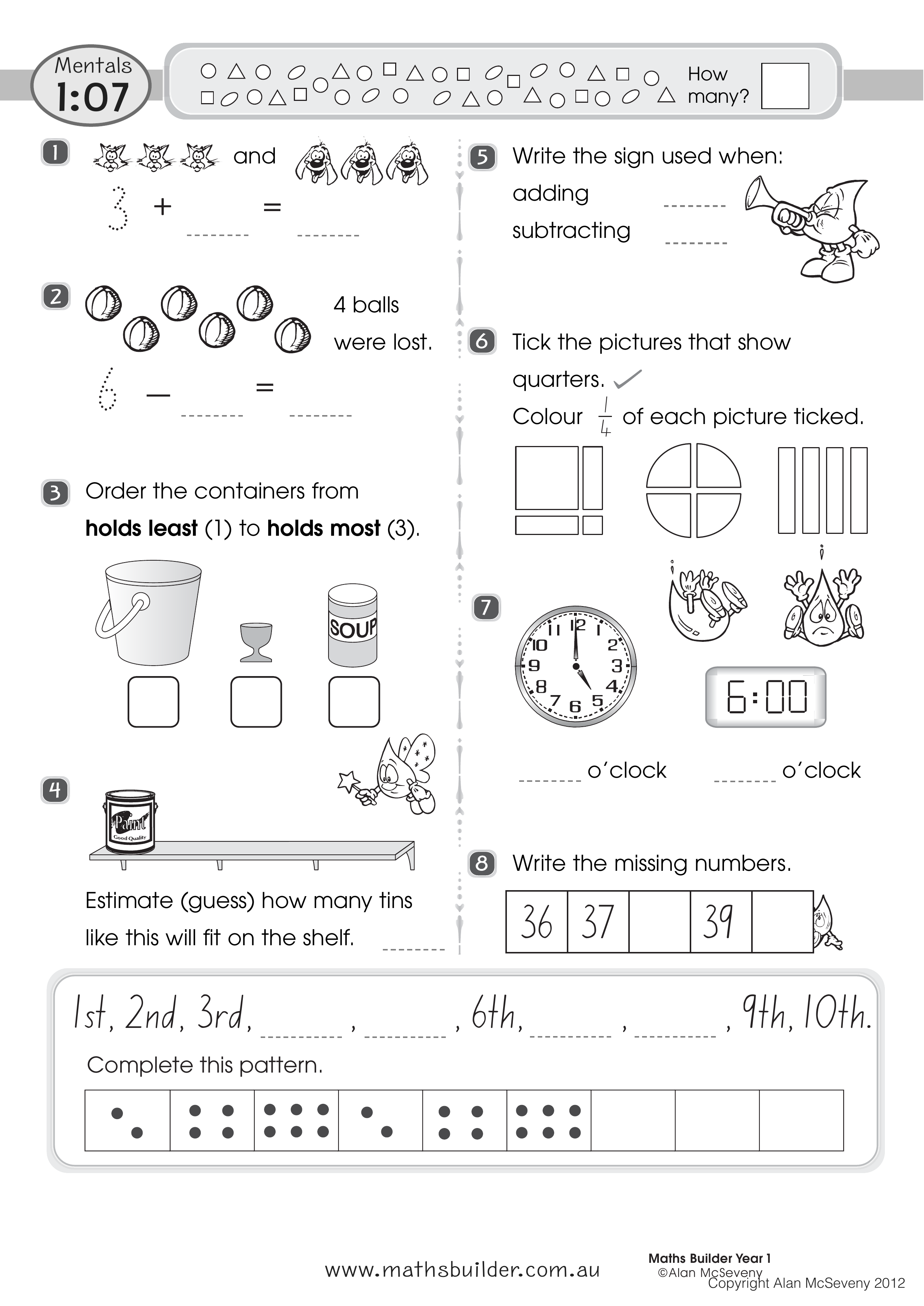 Mentals 1:07 — worksheet preview