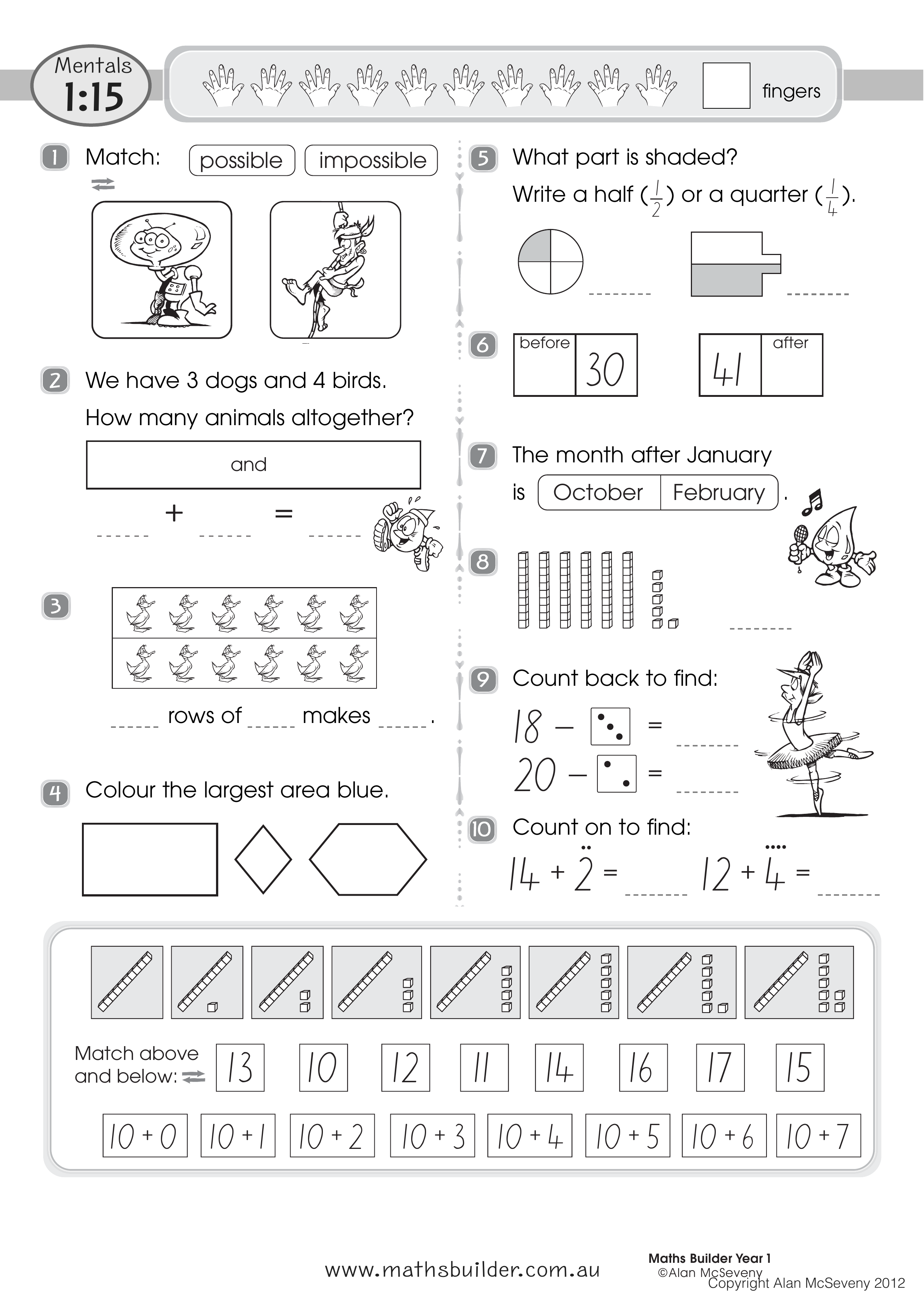 Mentals 1:15 — worksheet preview