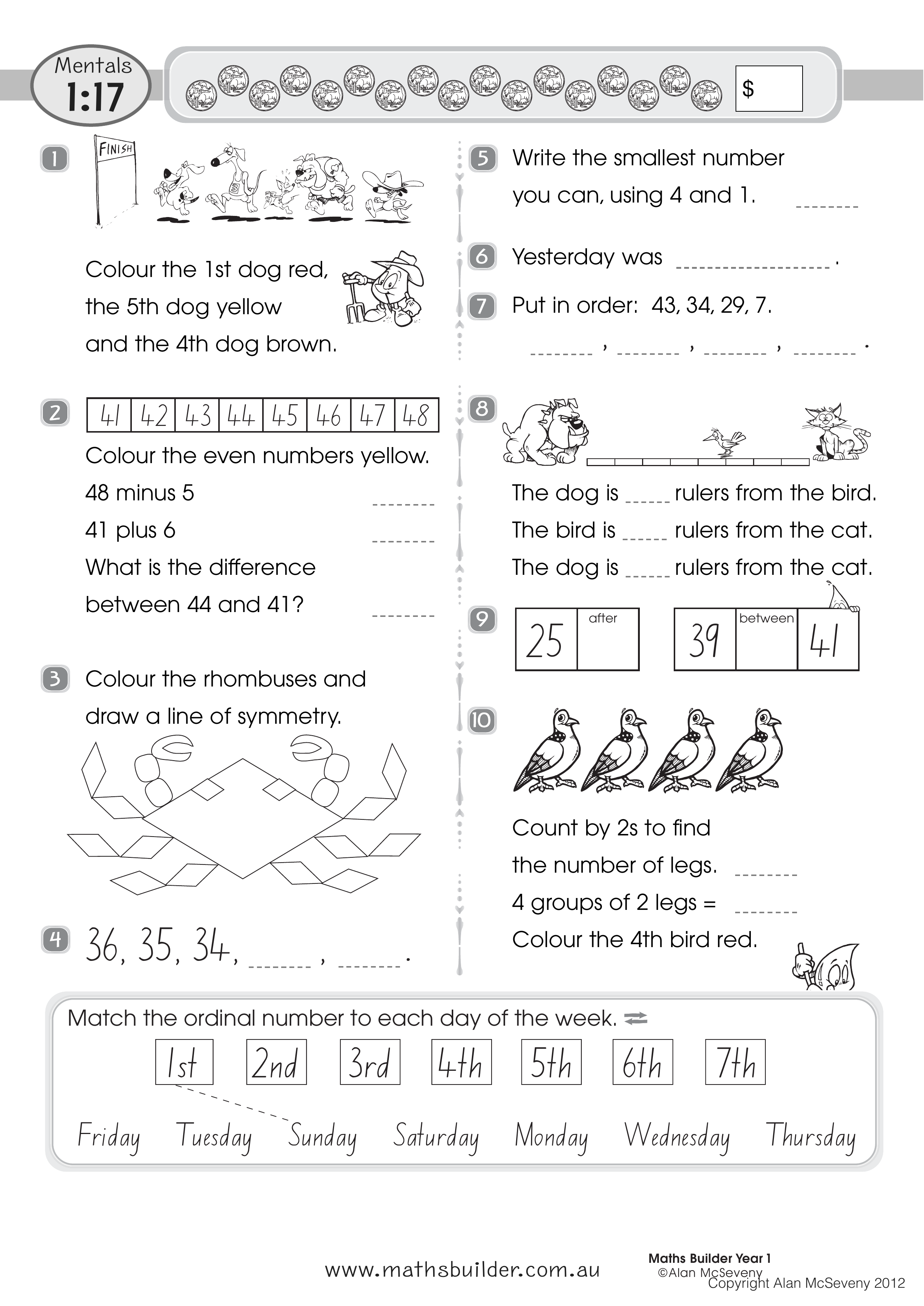 Mentals 1:17 — worksheet preview
